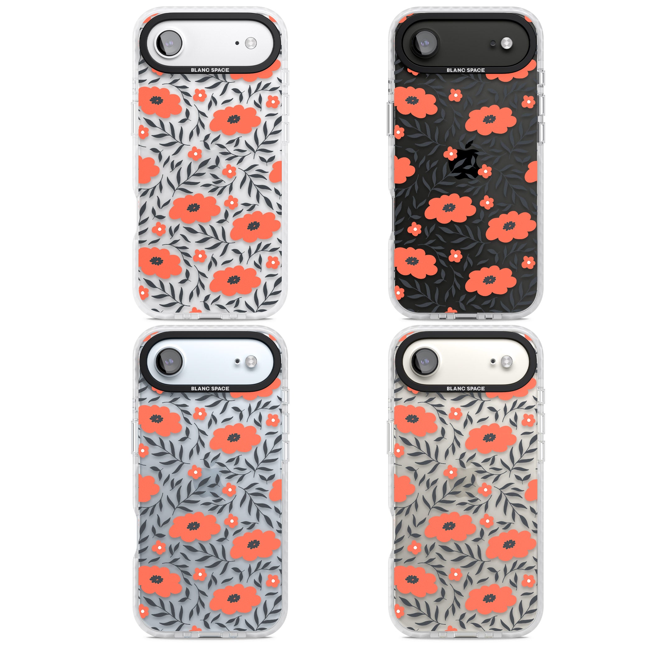 Red Poppy Floral iPhone 17 Air Impact Clear Phone Case APT Impact Protection