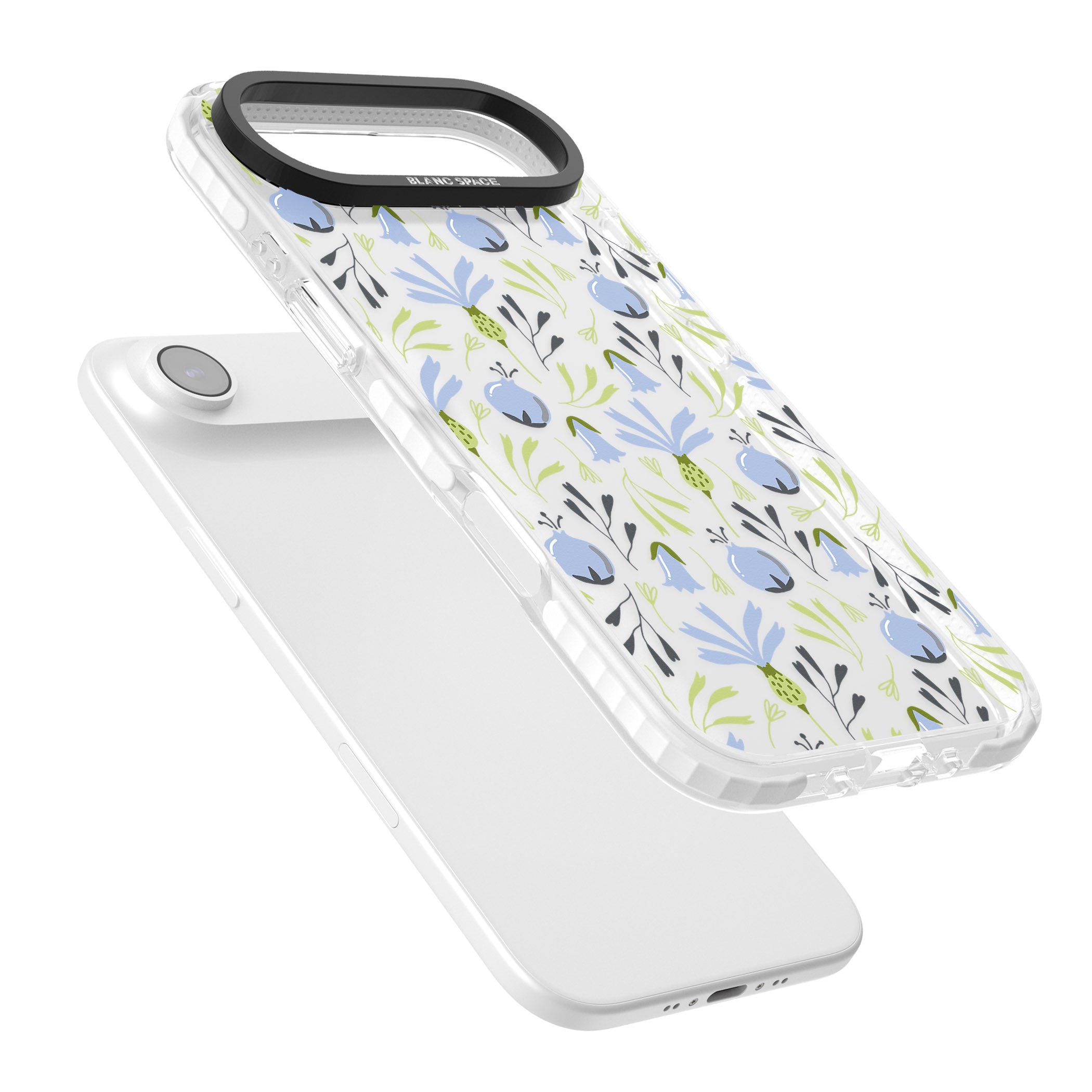 Blue Flora Bloom iPhone 17 Air Impact Clear Phone Case Colours