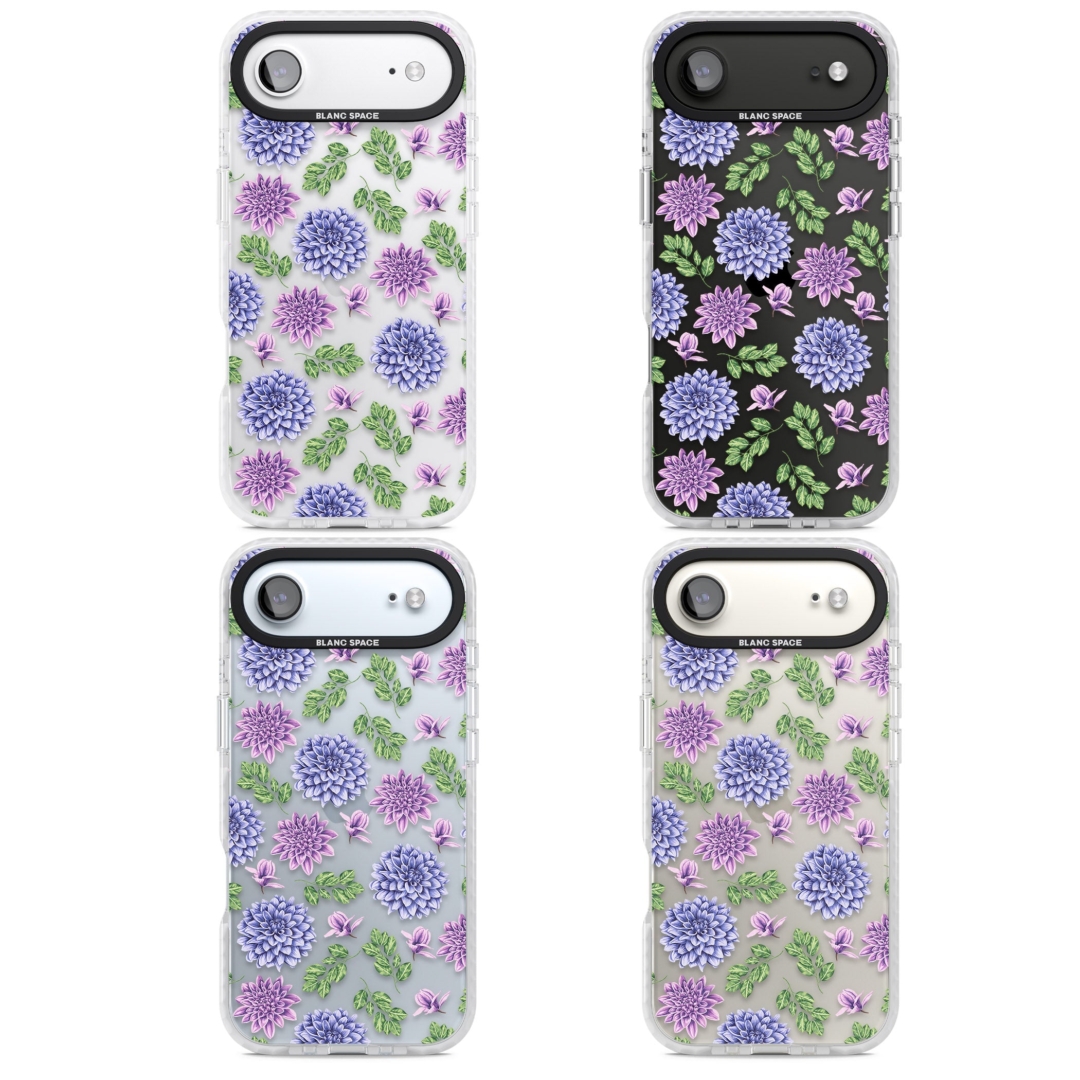Purple Dahlias Floral iPhone 17 Air Impact Clear Phone Case APT Impact Protection