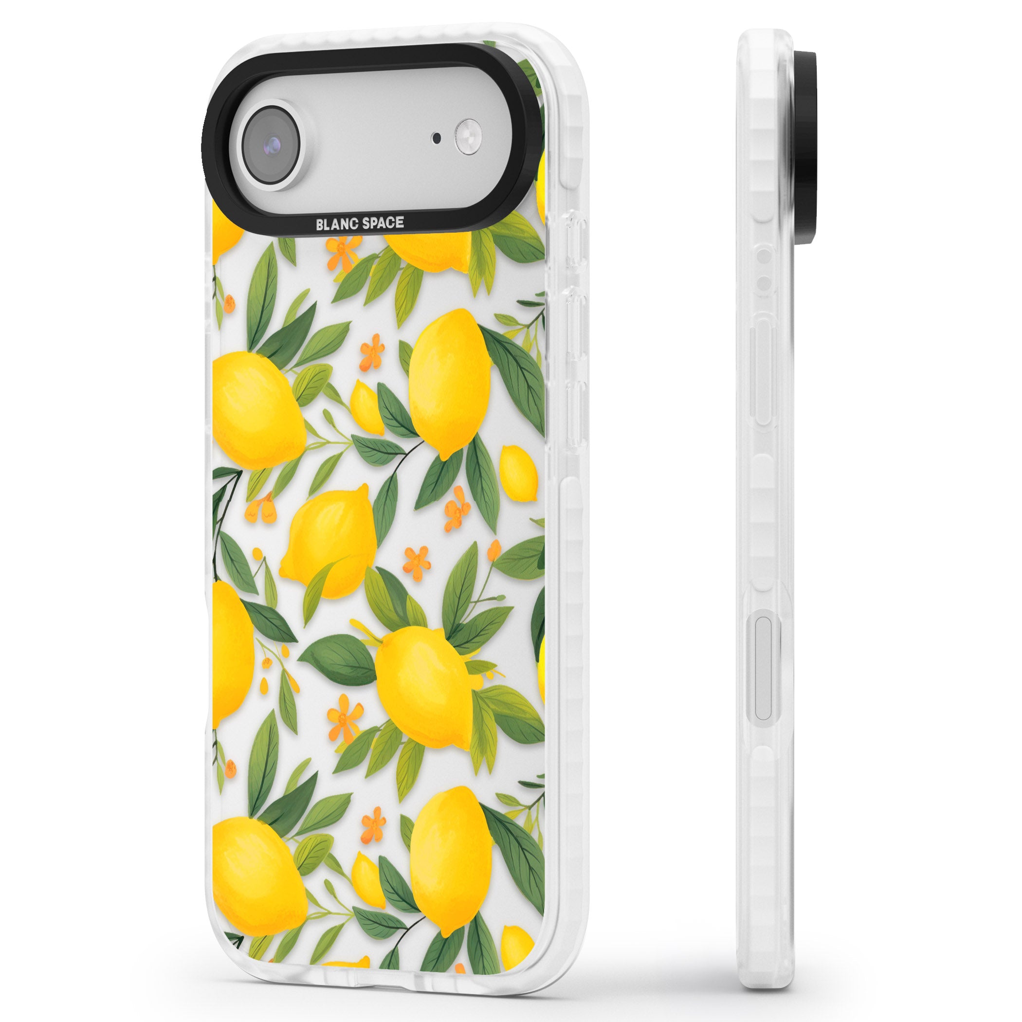 Lemon Pattern iPhone 17 Air Impact Clear Phone Case Side Profile