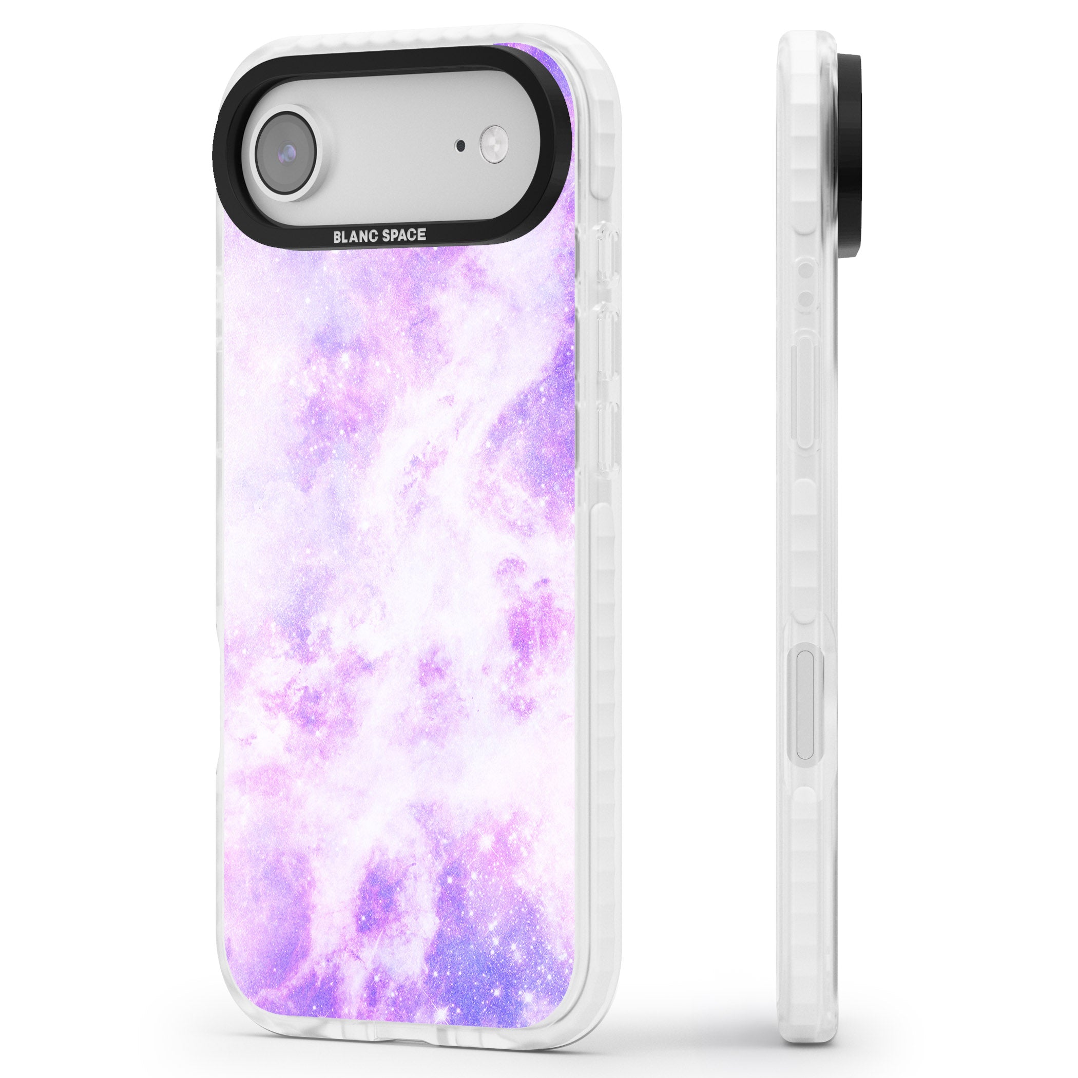 Purple Galaxy Vibes iPhone 17 Air Impact Clear Phone Case Side Profile