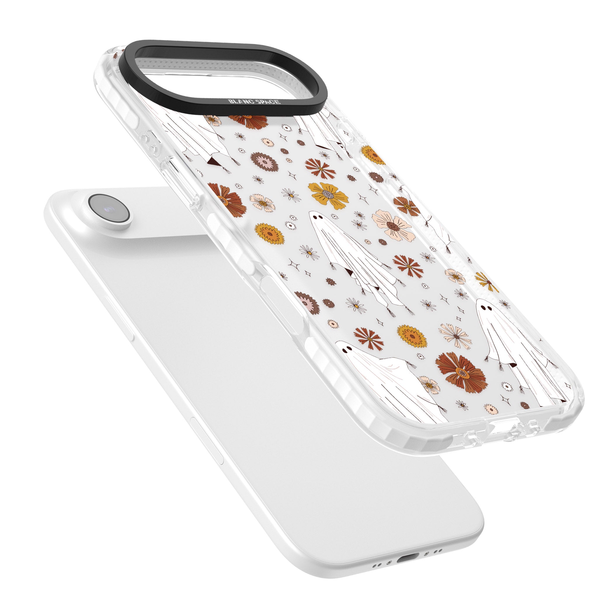 Halloween Ghosts And Flowers iPhone 17 Air Impact Clear Phone Case Colours