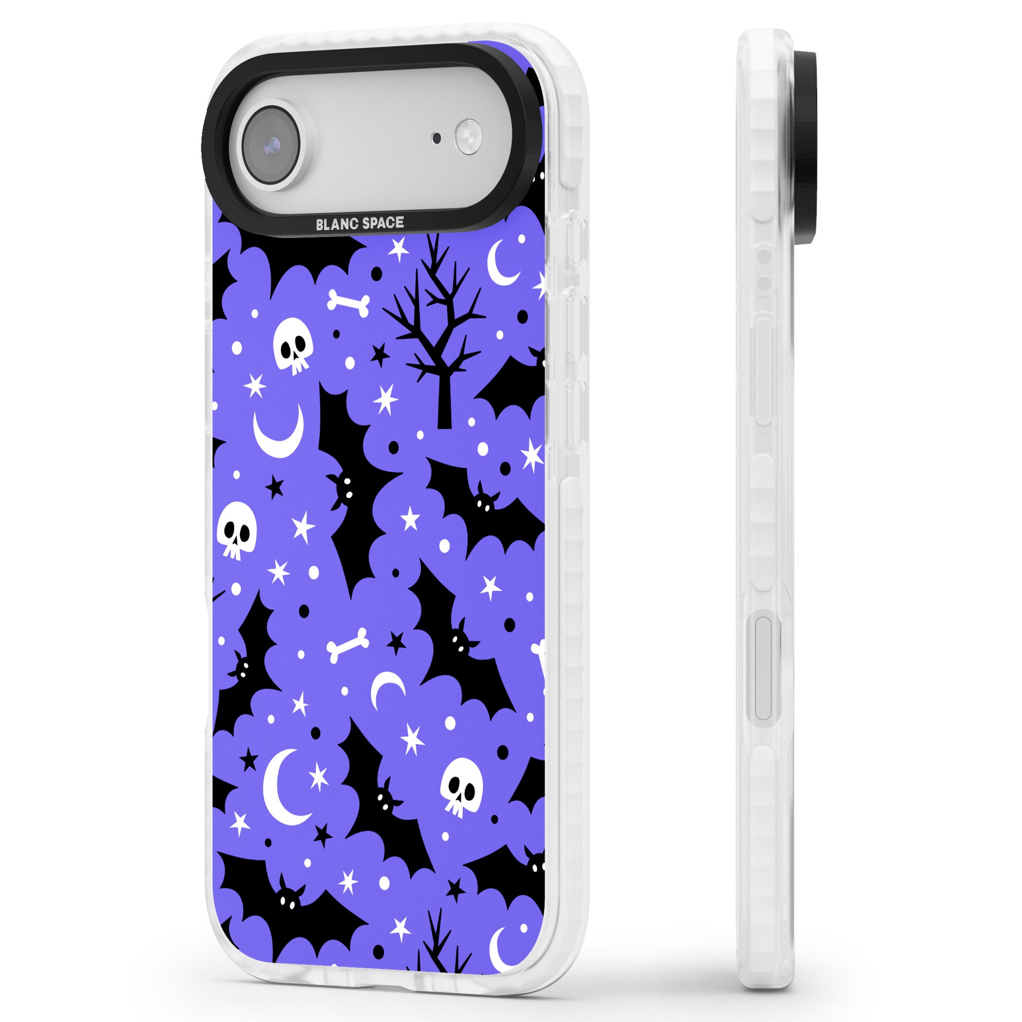 Bats N' Bones Pattern iPhone 17 Air Impact Clear Phone Case Side Profile