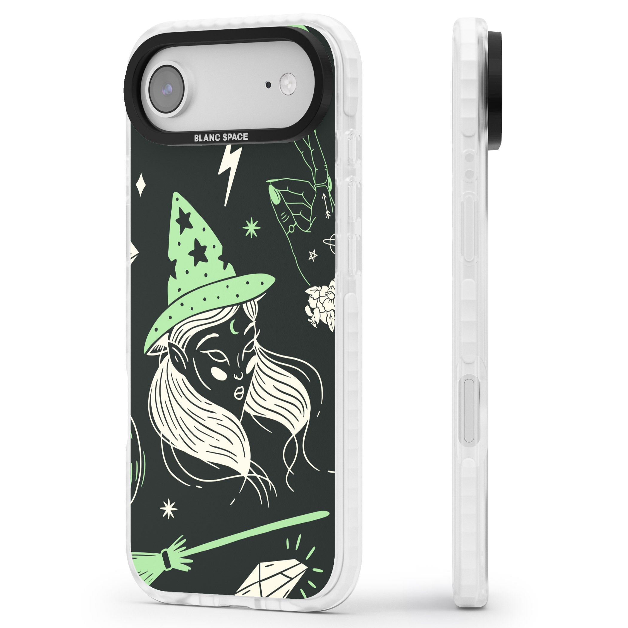 Astrology Witch Pattern iPhone 17 Air Impact Clear Phone Case Side Profile