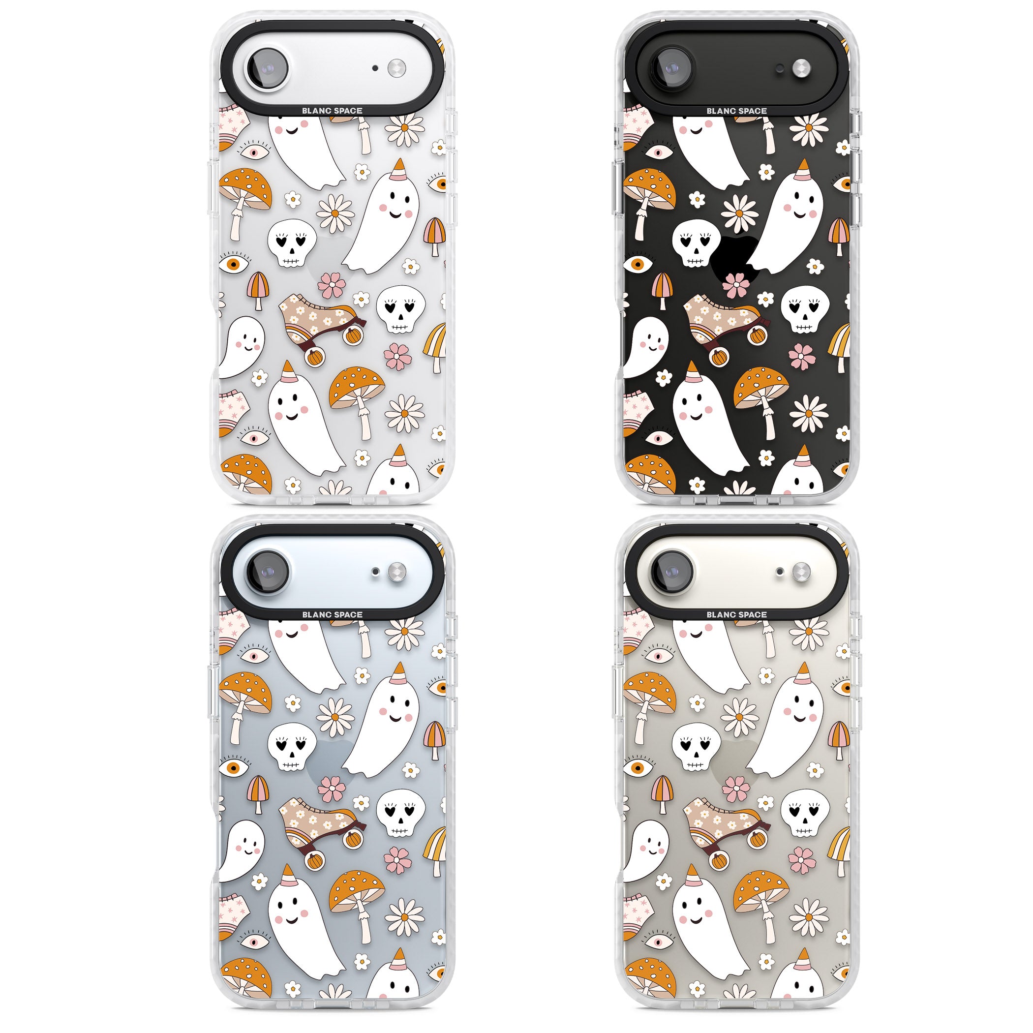 Cute Ghost And Skulls Pattern iPhone 17 Air Impact Clear Phone Case APT Impact Protection