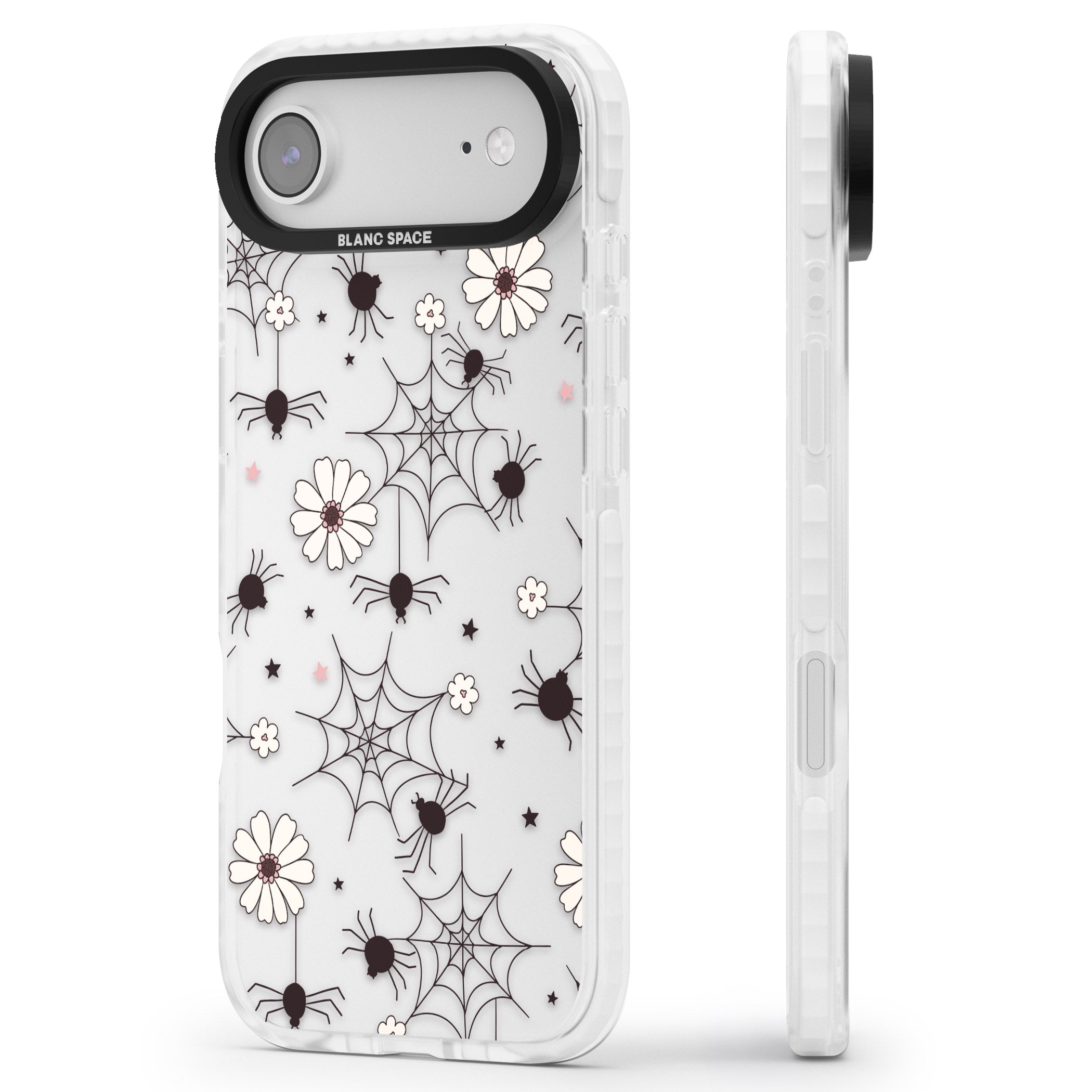 Spiders And Flowers Pattern iPhone 17 Air Impact Clear Phone Case Side Profile