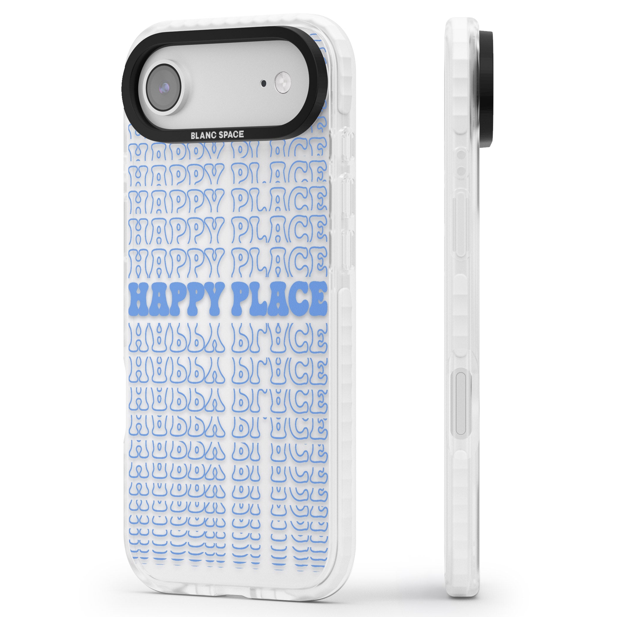 Happy Place (Blue) iPhone 17 Air Impact Clear Phone Case Side Profile