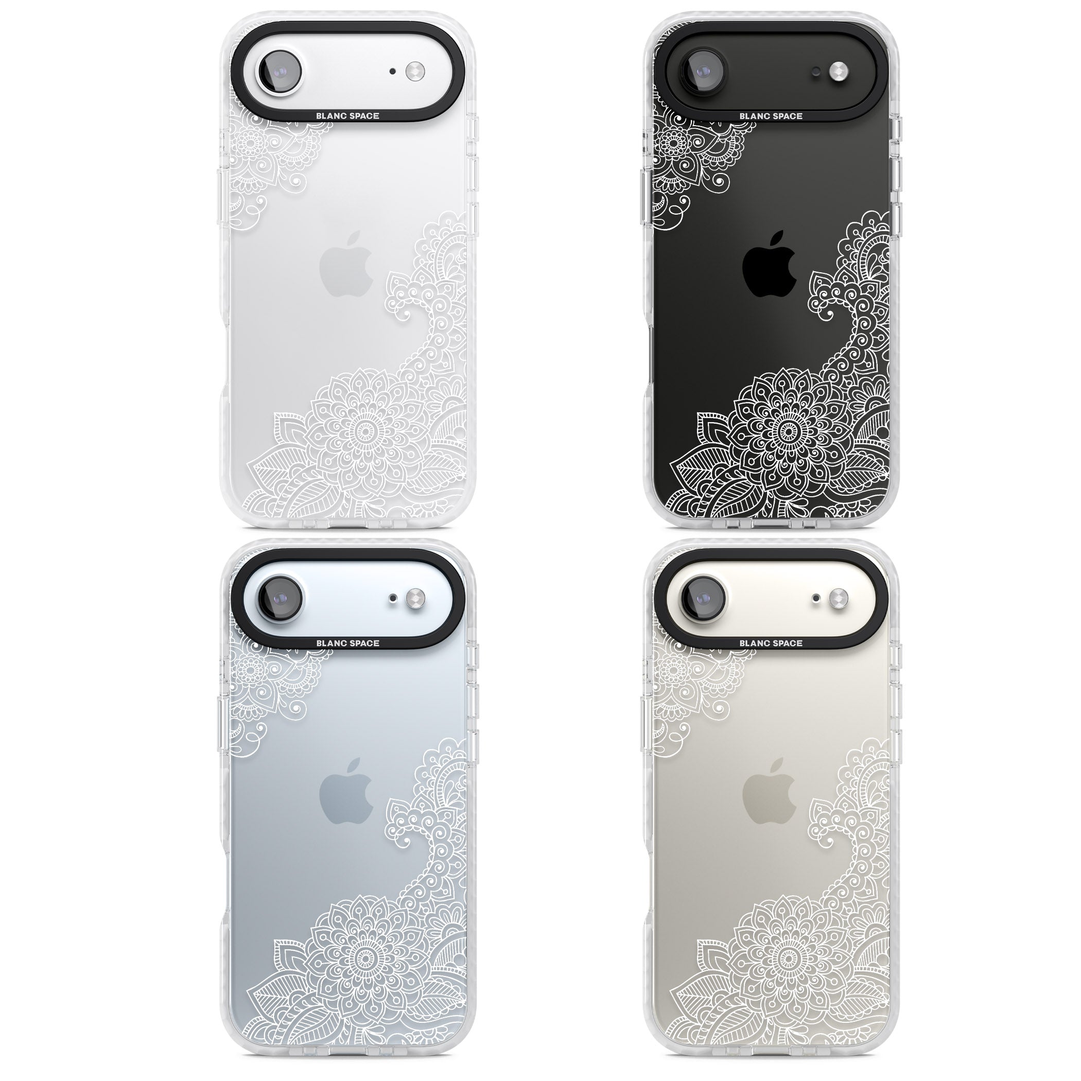 White Henna Botanicals iPhone 17 Air Impact Clear Phone Case APT Impact Protection