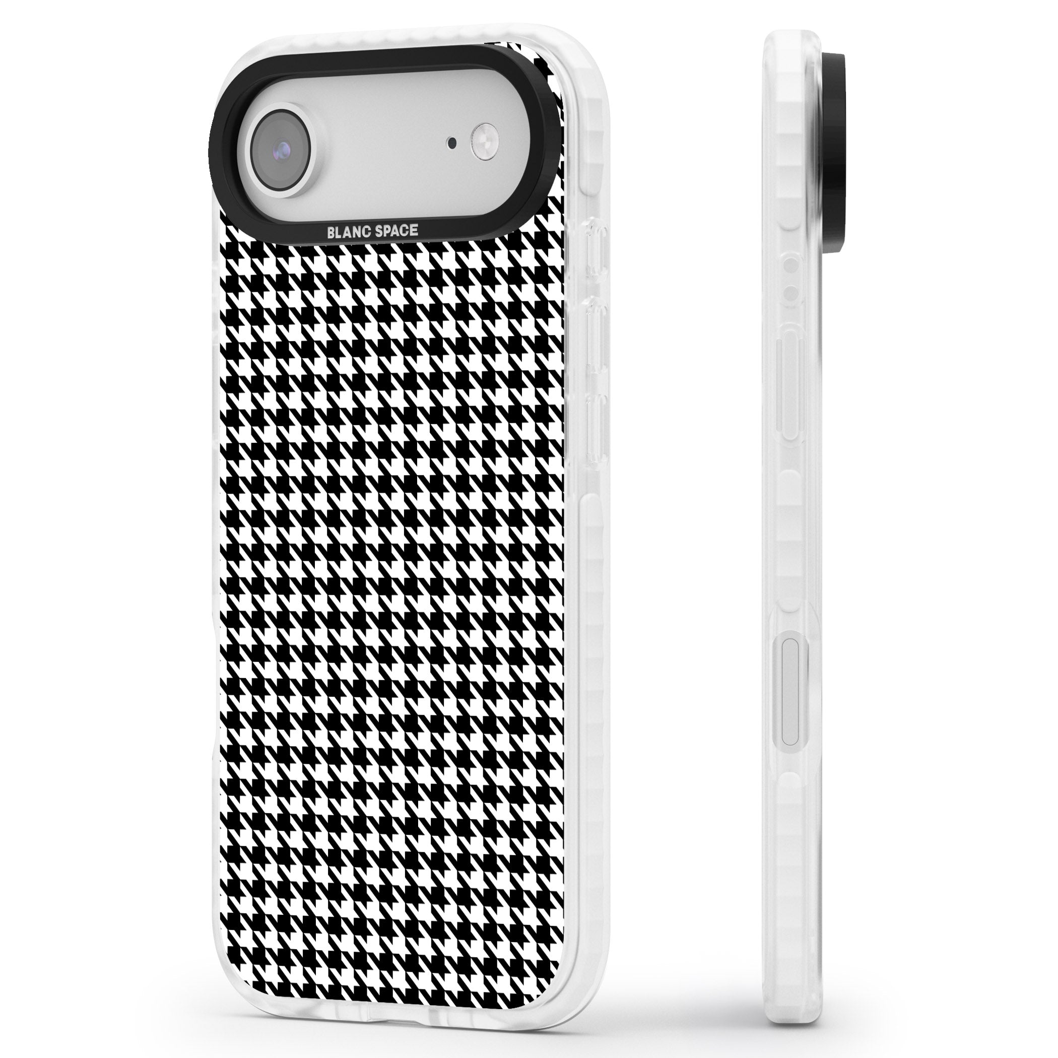 Black Houndstooth Pattern iPhone 17 Air Impact Clear Phone Case Side Profile