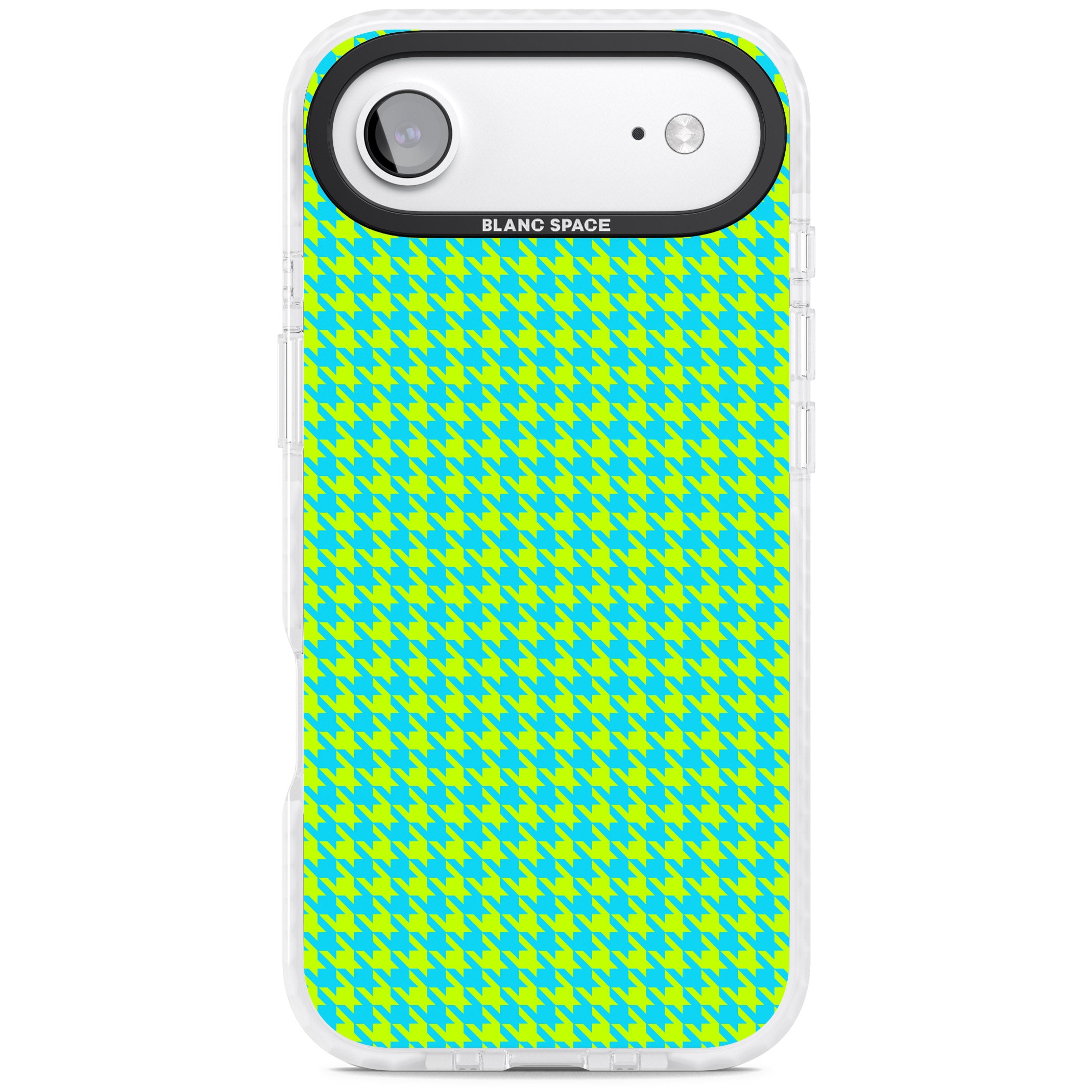 Neon Lime & Turquoise Houndstooth iPhone 17 Air Impact Clear Phone Case