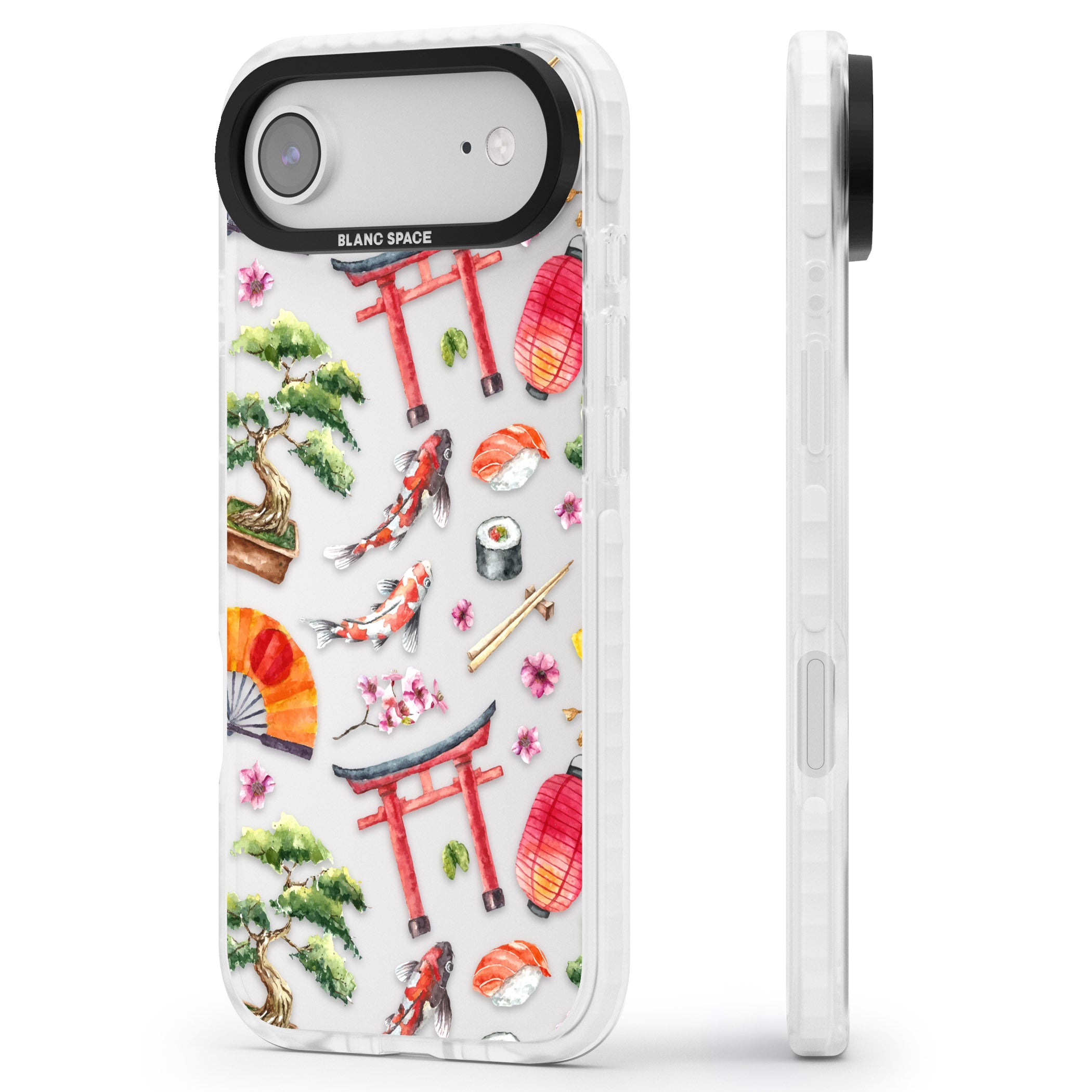 Japanese Watercolor iPhone 17 Air Impact Clear Phone Case Side Profile