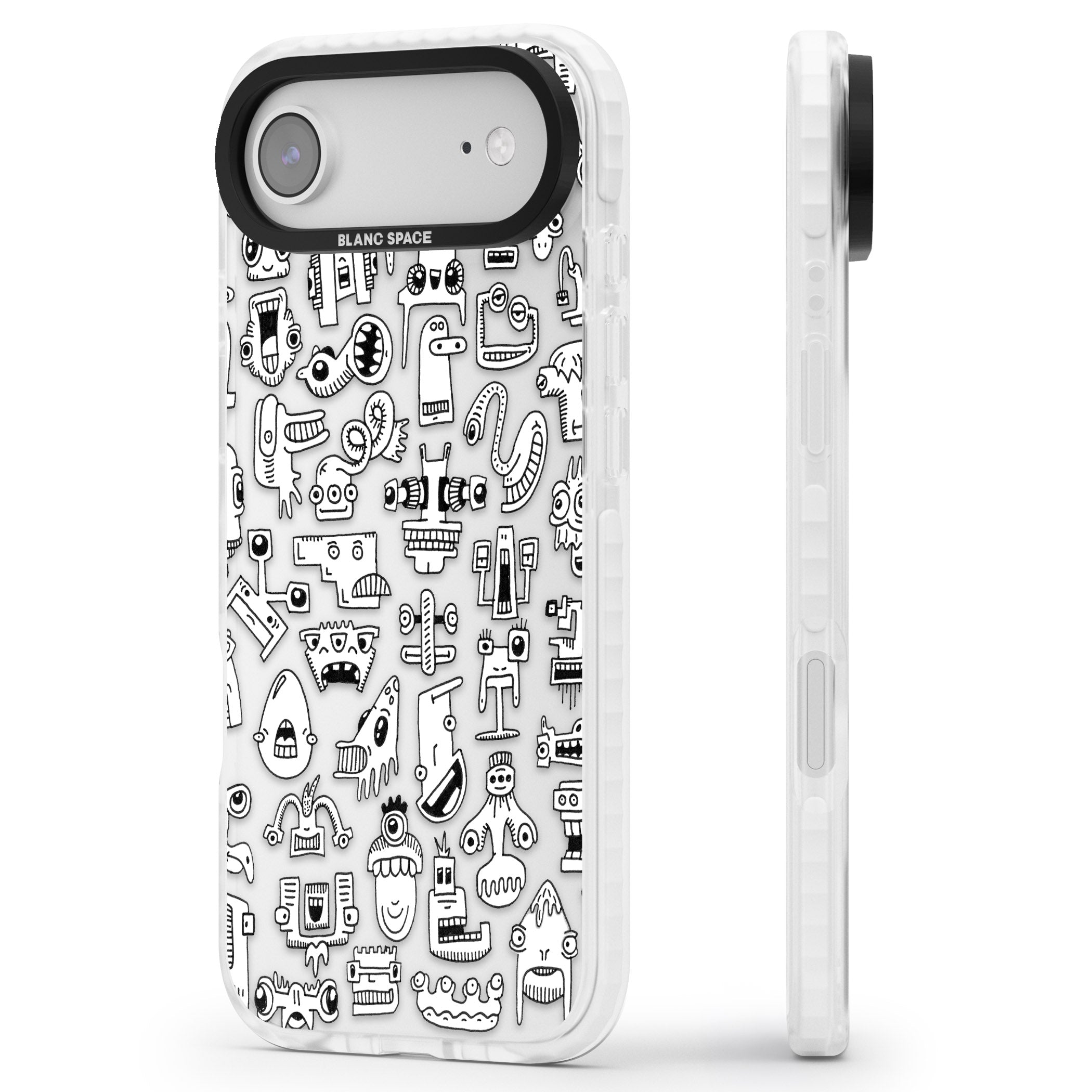 Weird Friends iPhone 17 Air Impact Clear Phone Case Side Profile