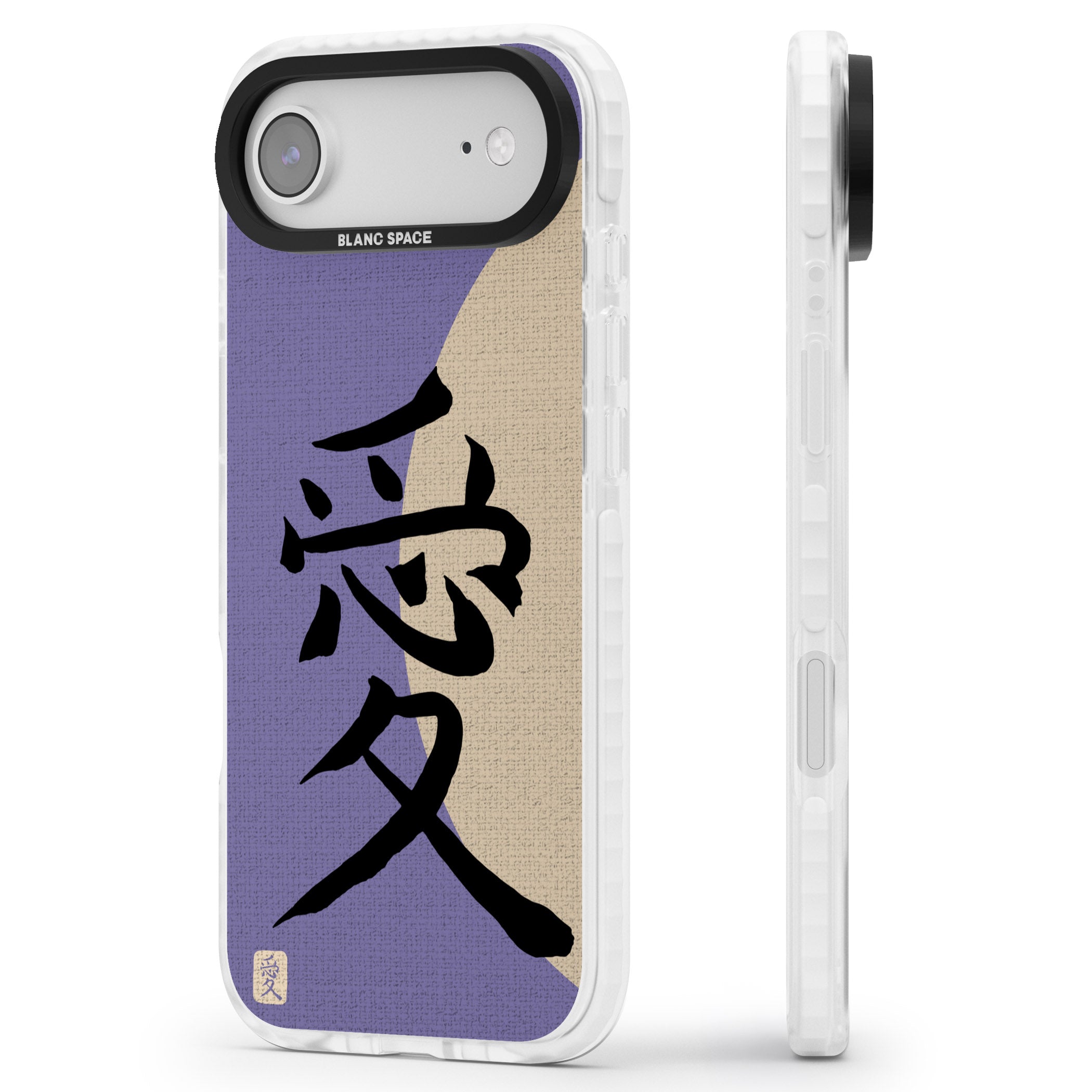 Vintage Japanese Kanji Love iPhone 17 Air Impact Clear Phone Case Side Profile