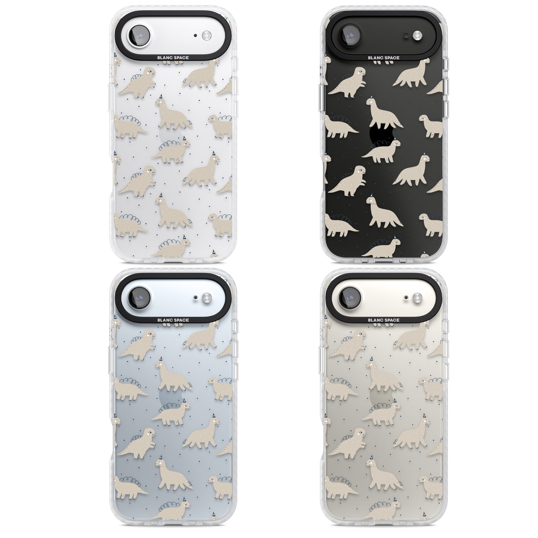 Adorable Dino Pattern iPhone 17 Air Impact Clear Phone Case APT Impact Protection