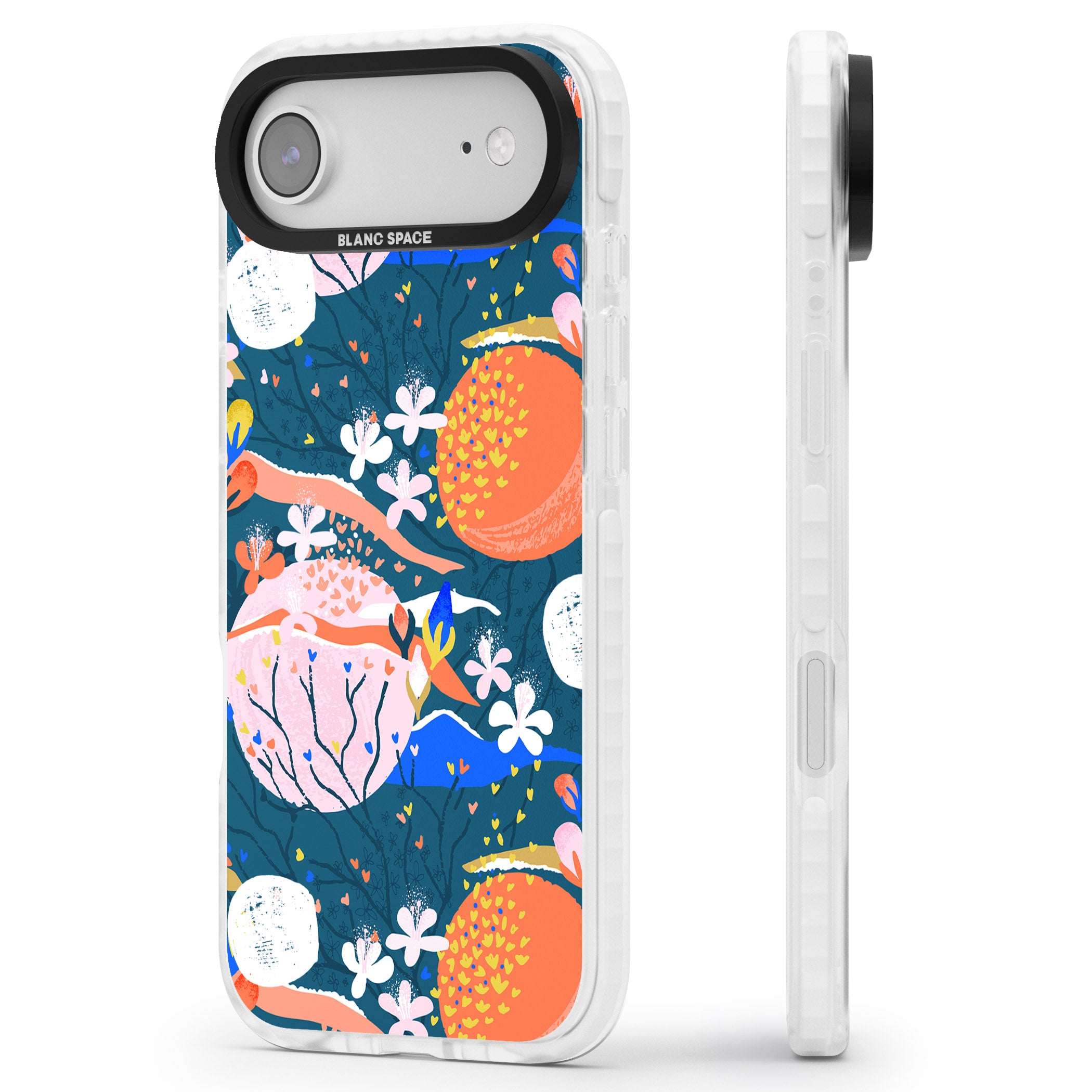 Vibrant Coral Pattern iPhone 17 Air Impact Pro Clear Phone Case Side Profile