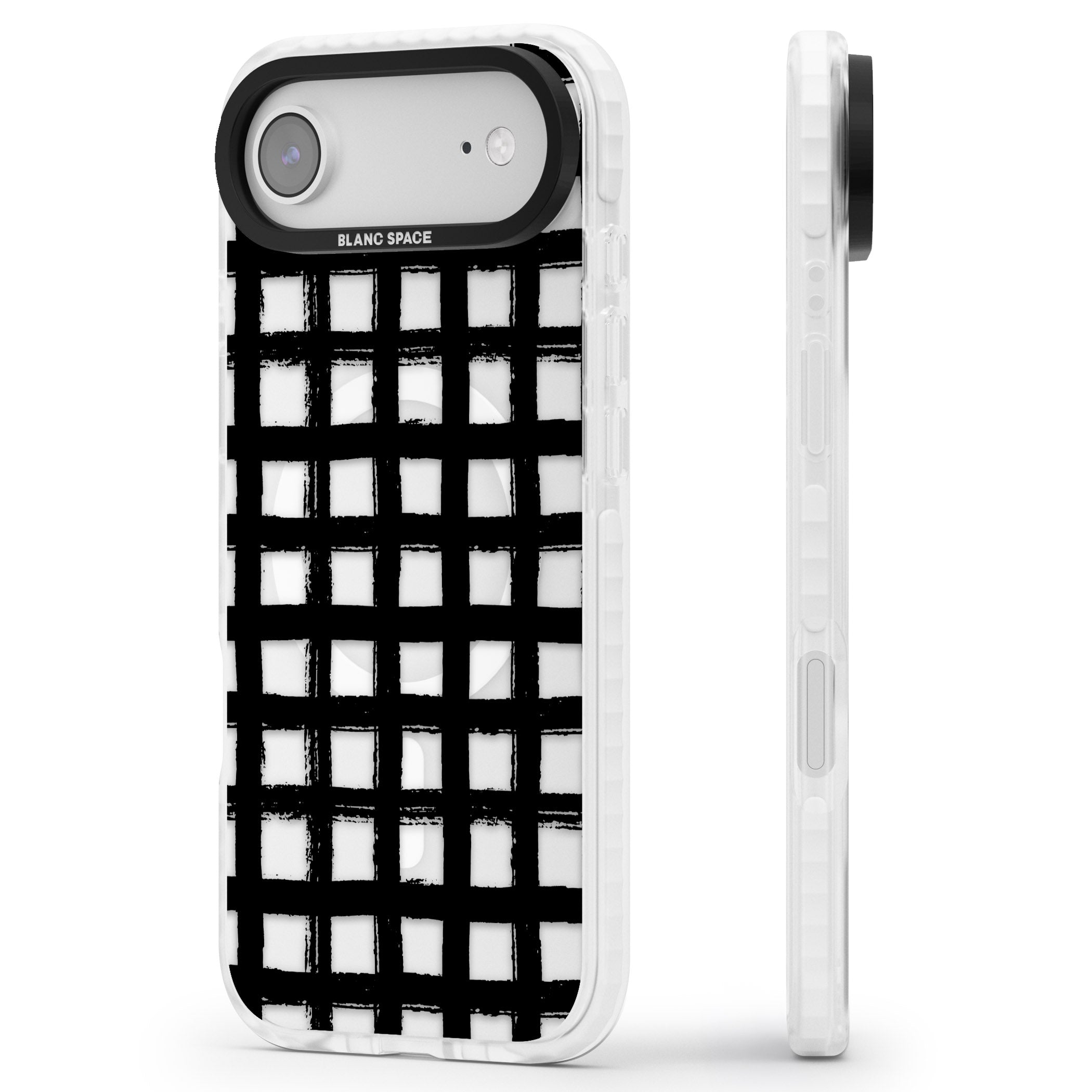 Messy Black Grid Clear iPhone 17 Air Impact Pro Clear Phone Case Side Profile