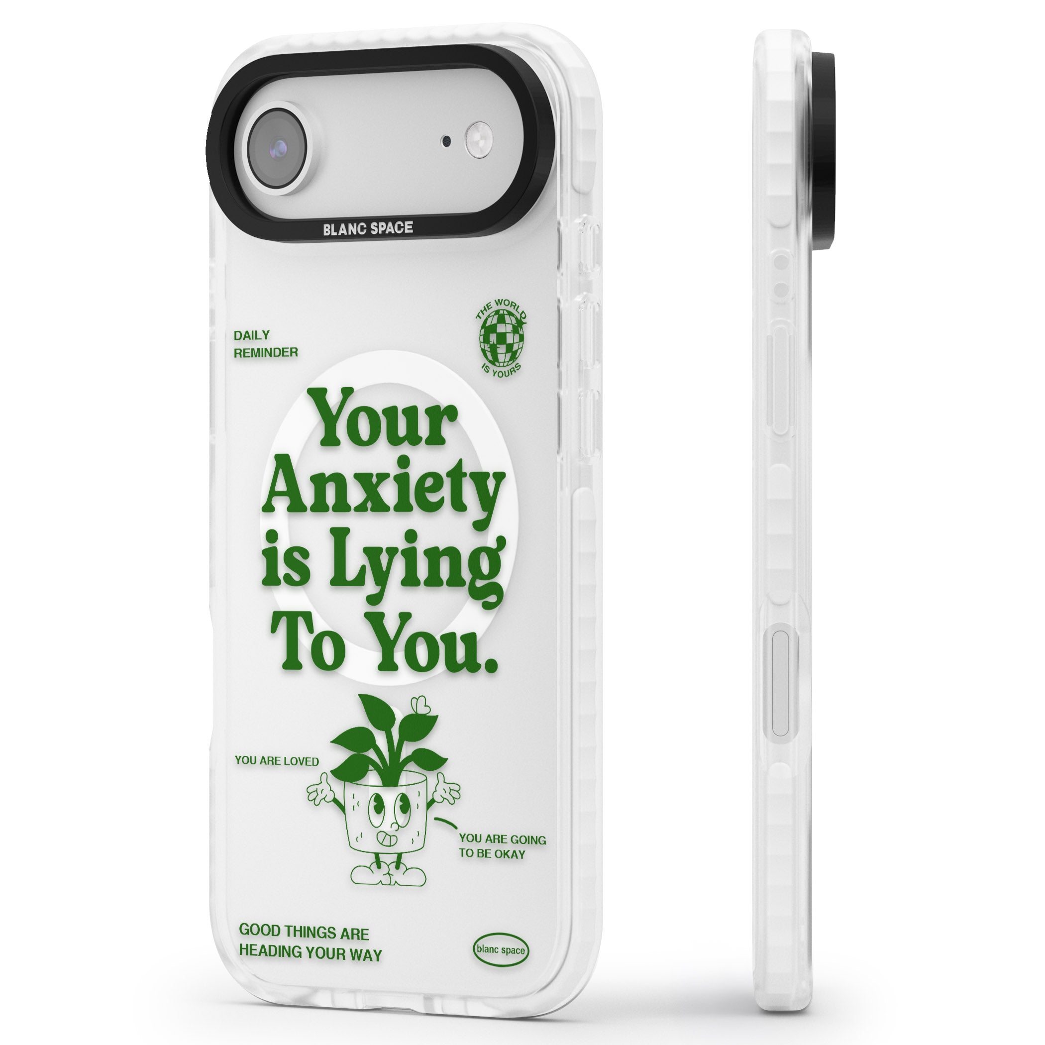 Your Anxiety Is Lying To You iPhone 17 Air Impact Pro Clear Phone Case Side Profile