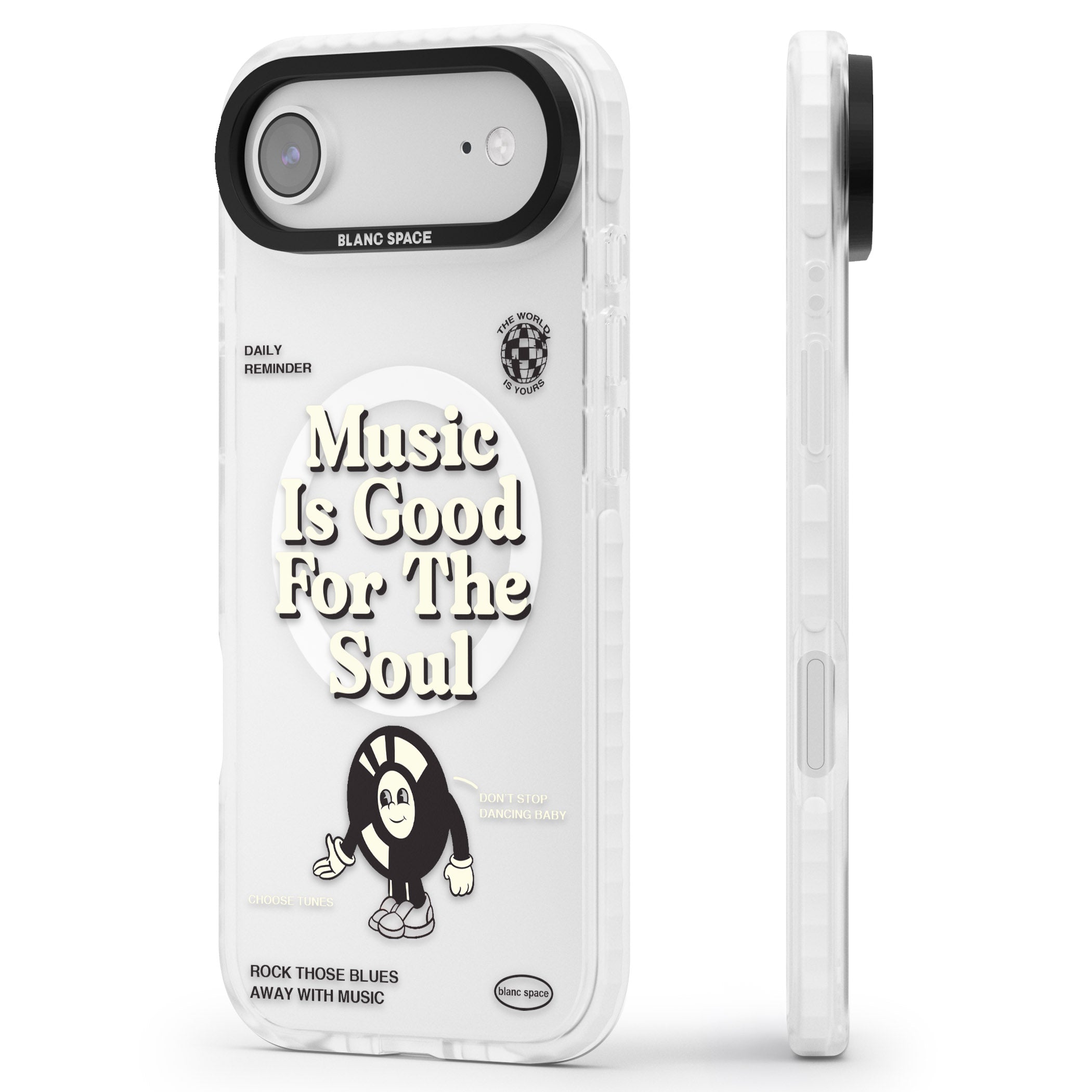Music Is Good For The Soul iPhone 17 Air Impact Pro Clear Phone Case Side Profile