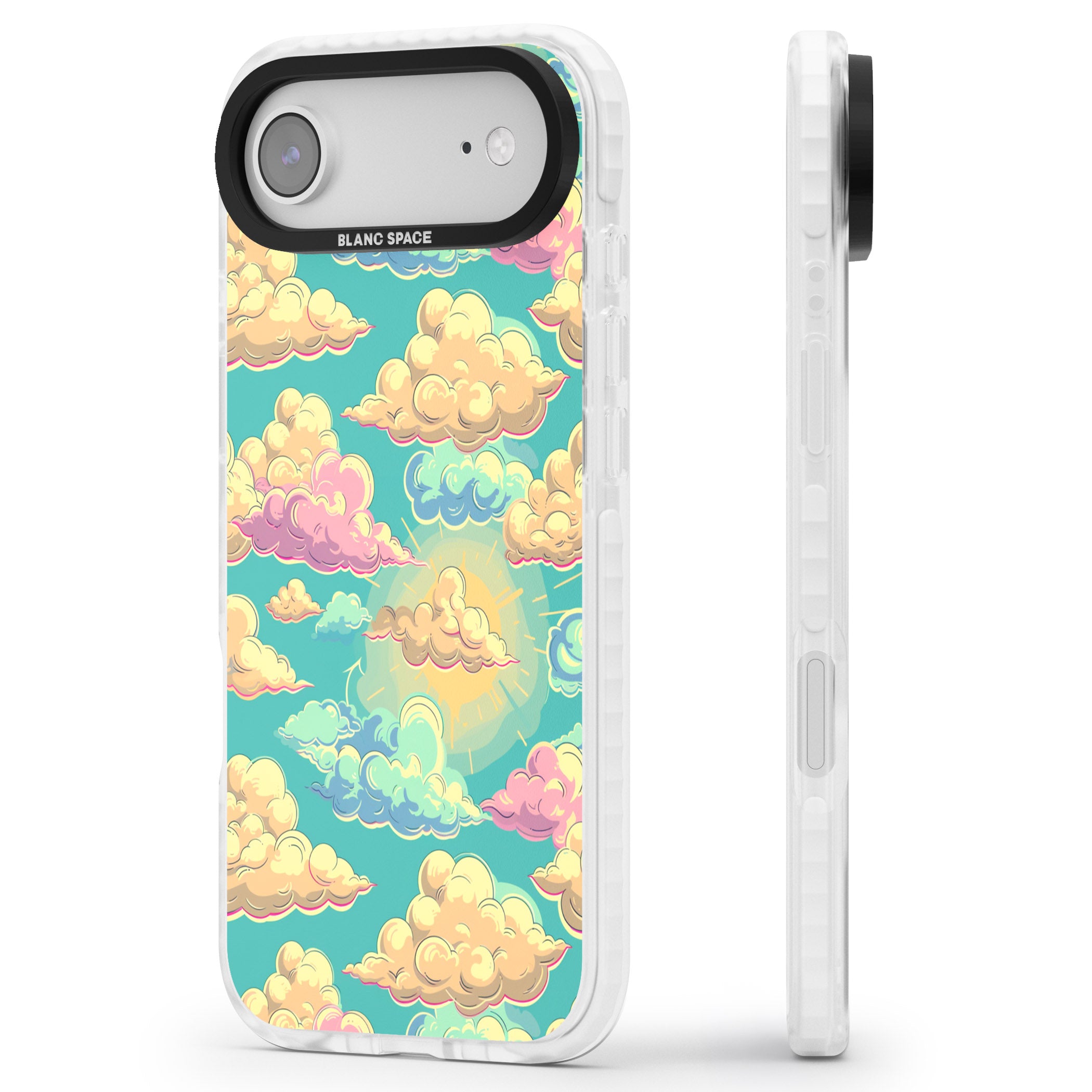 Pastel Clouds iPhone 17 Air Impact Pro Clear Phone Case Side Profile