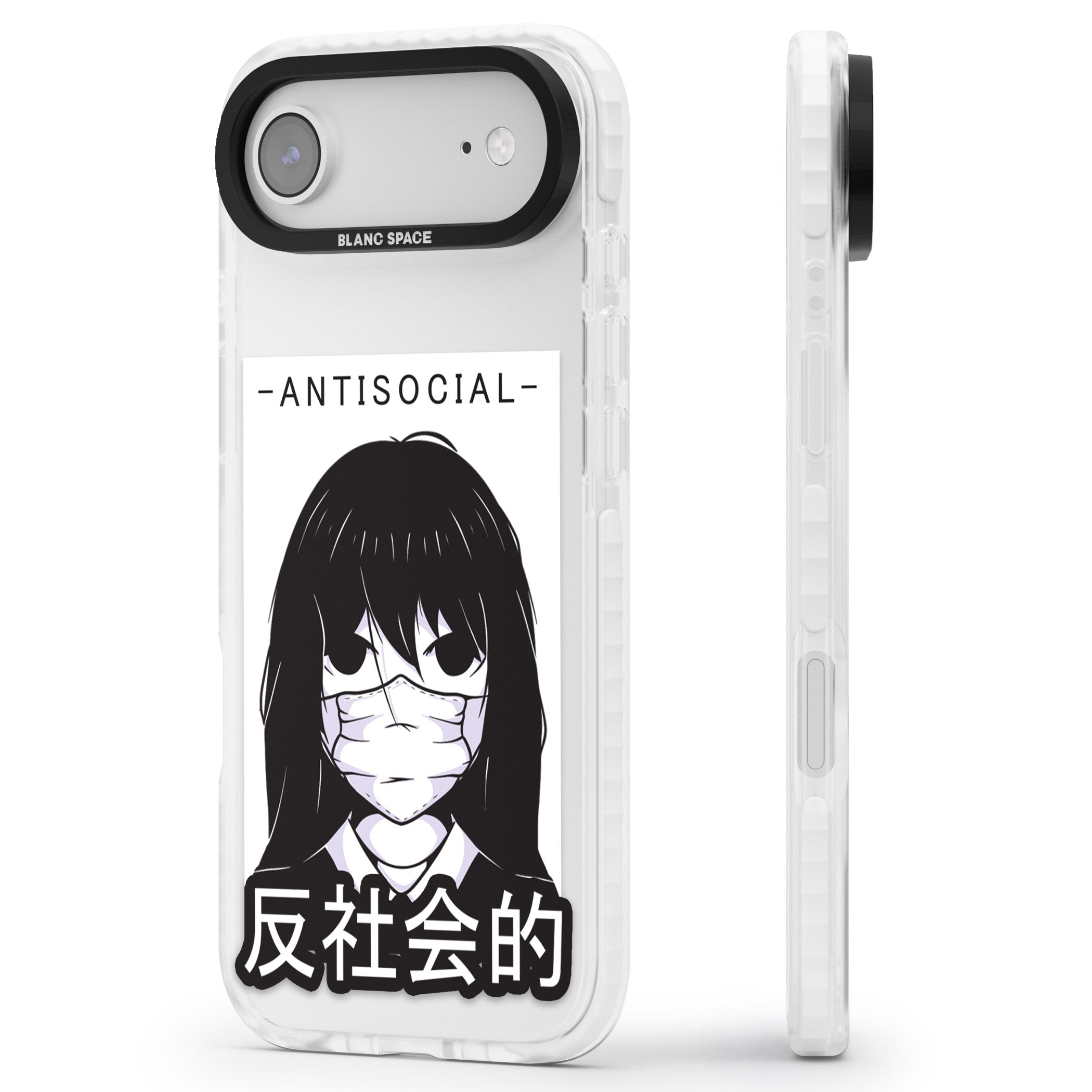 Anti Social iPhone 17 Air Impact Pro Clear Phone Case Side Profile