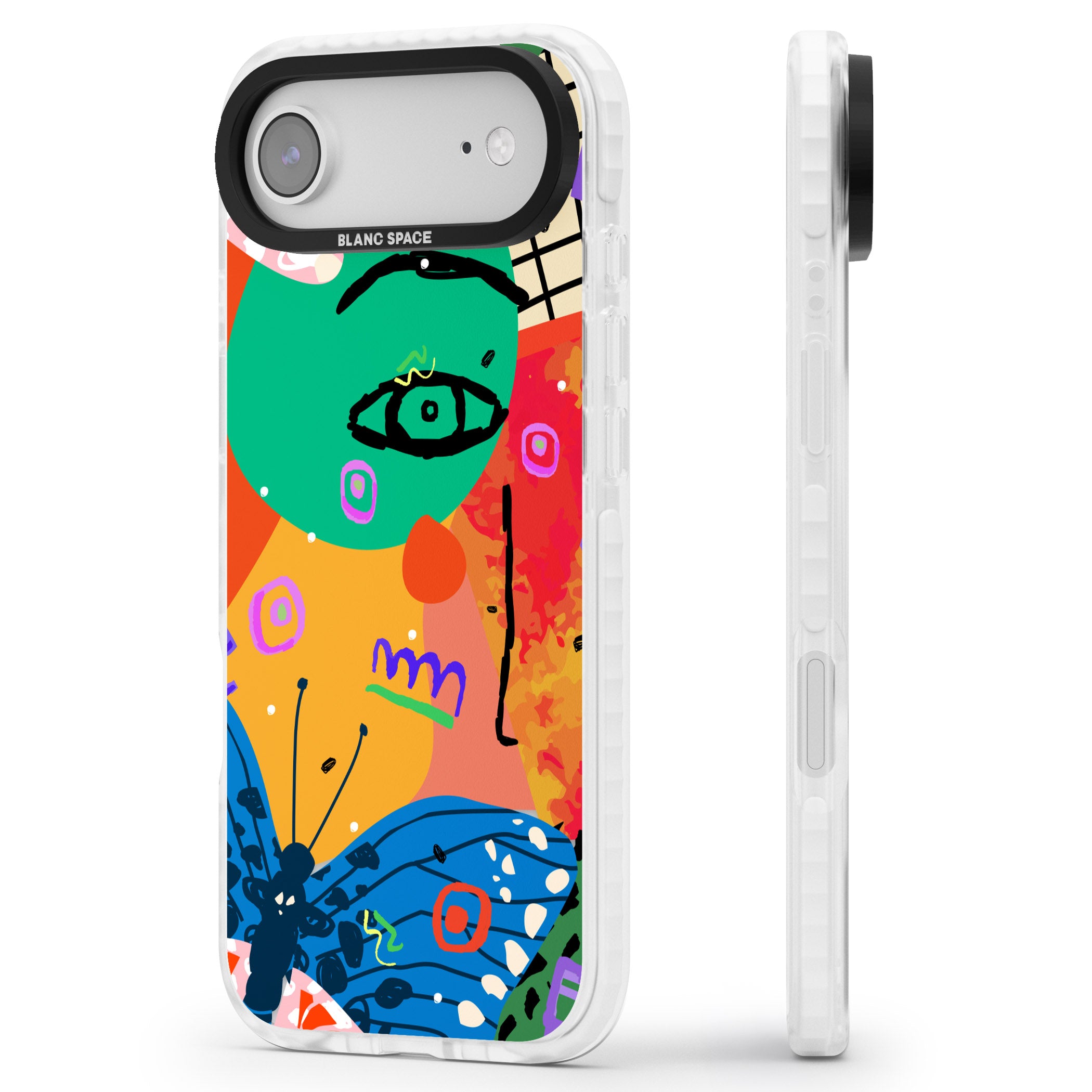 Abstract Butterfly iPhone 17 Air Impact Pro Clear Phone Case Side Profile