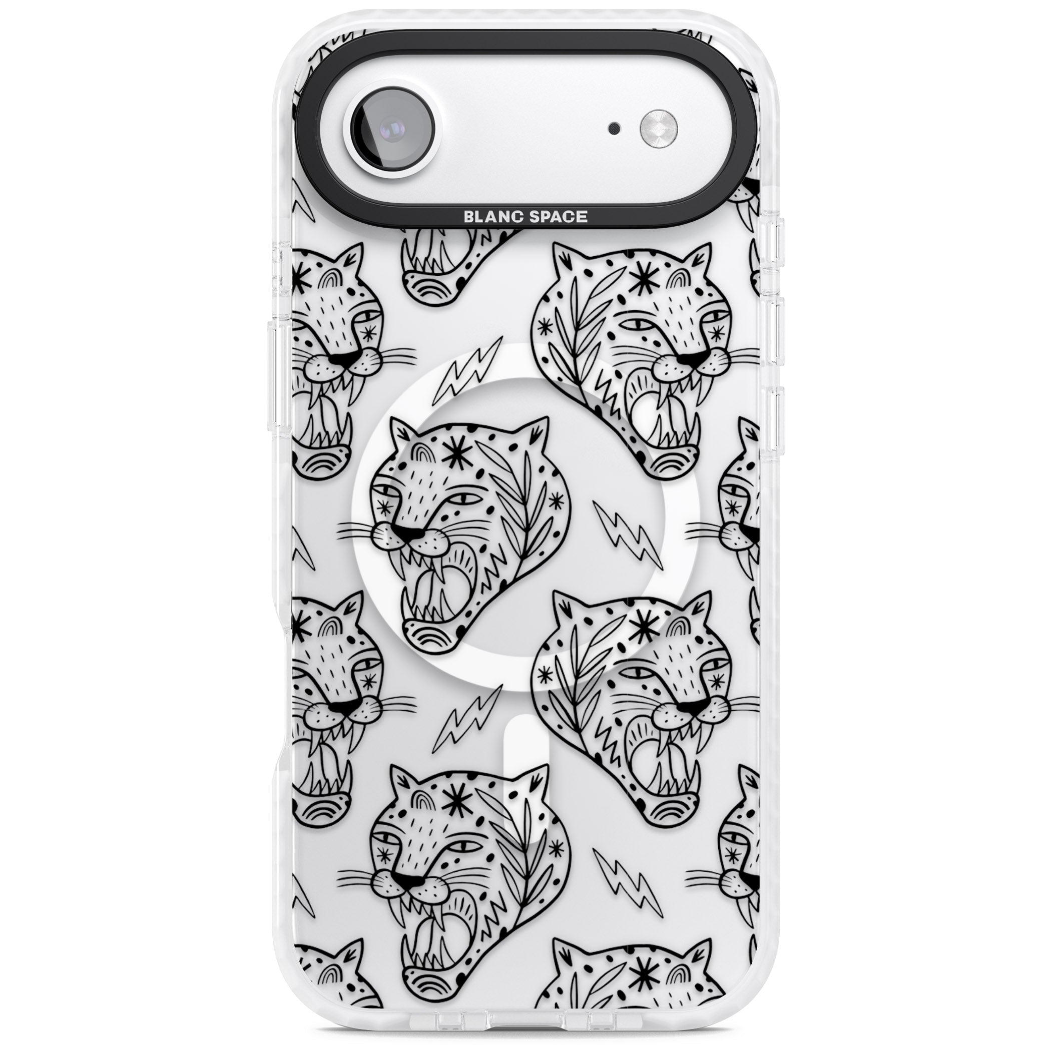 Black Tiger Roar Pattern iPhone 17 Air Impact Pro Clear Phone Case