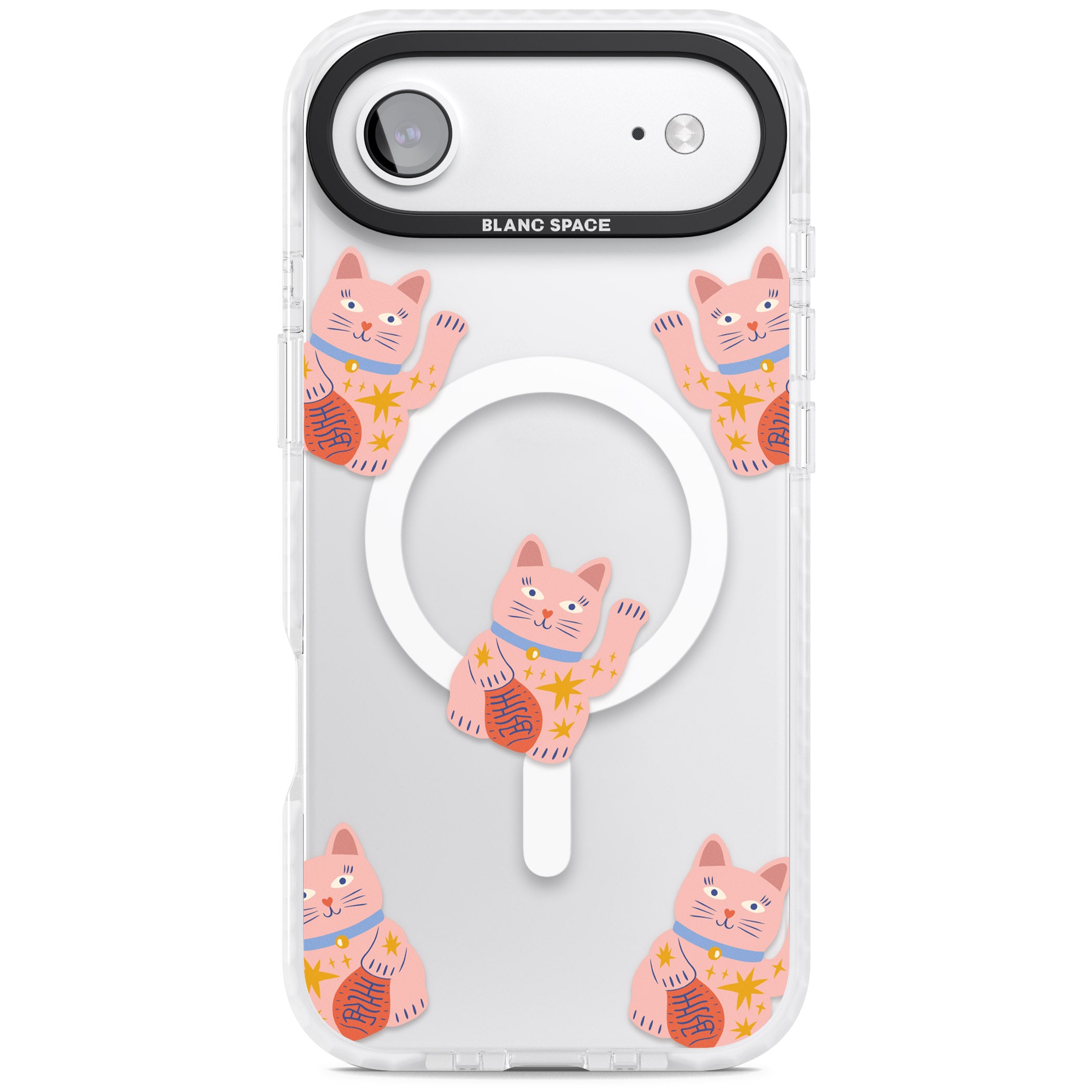 Waving Cat Pattern iPhone 17 Air Impact Pro Clear Phone Case