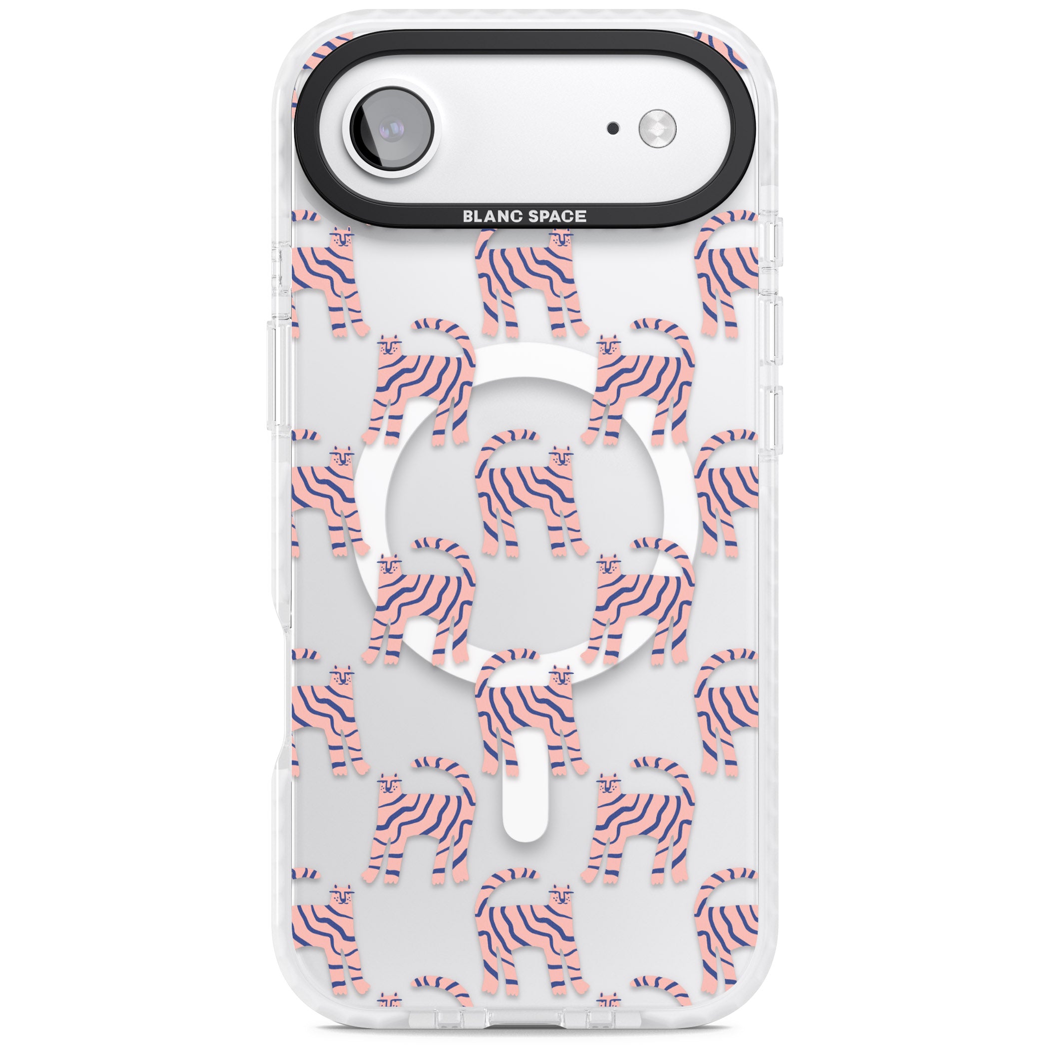 Pink And Blue Cat Pattern iPhone 17 Air Impact Pro Clear Phone Case