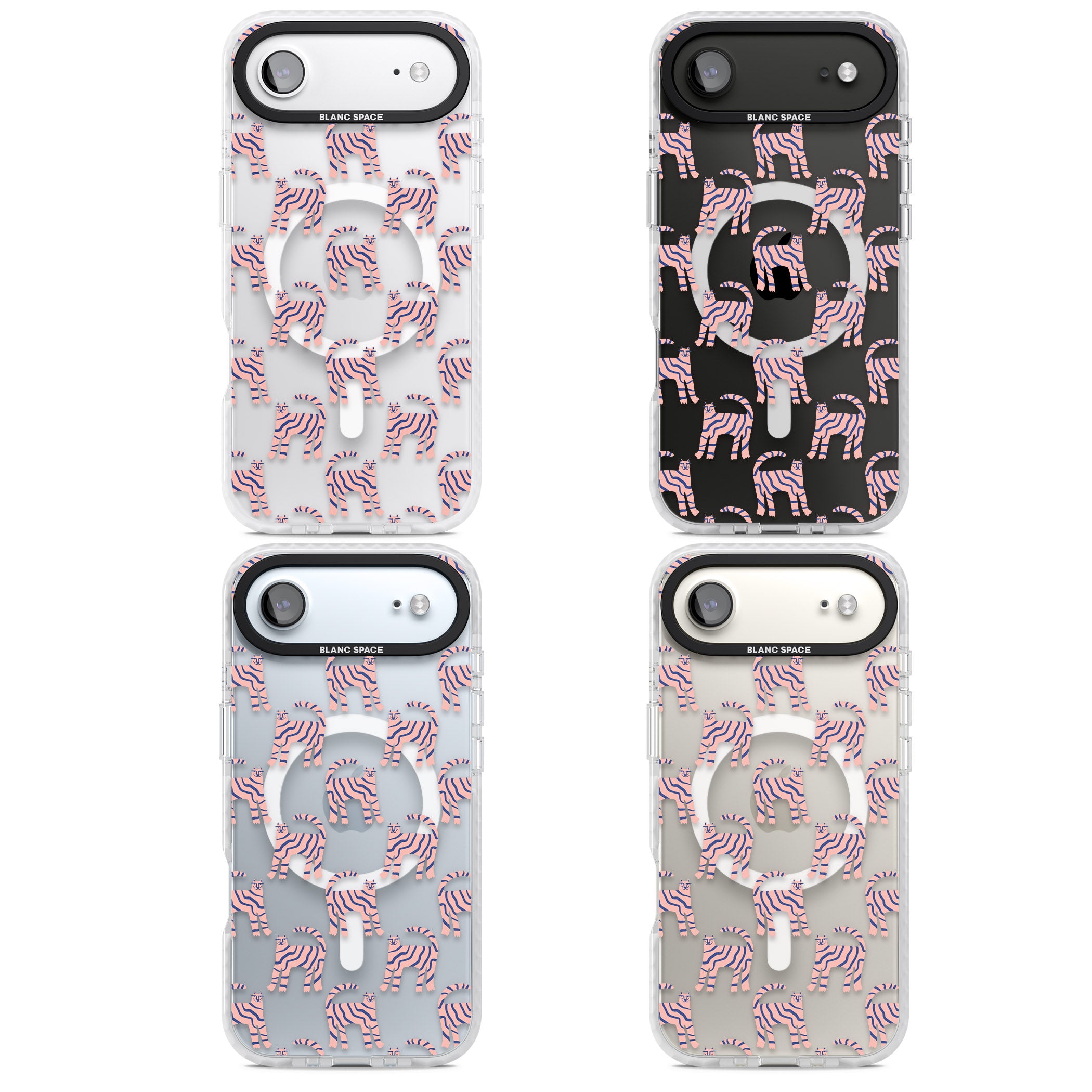 Pink And Blue Cat Pattern iPhone 17 Air Impact Pro Clear Phone Case APT Impact Protection