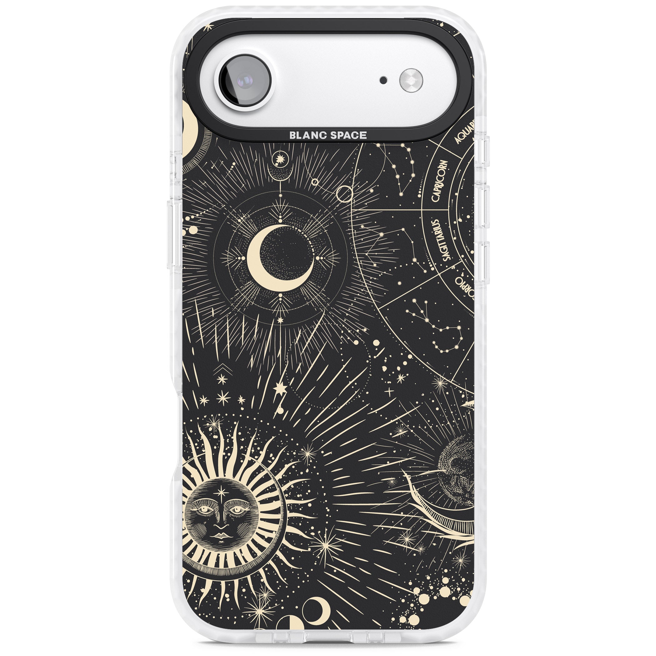 Cosmic Sun & Symbols Zodiac iPhone 17 Air Impact Pro Clear Phone Case