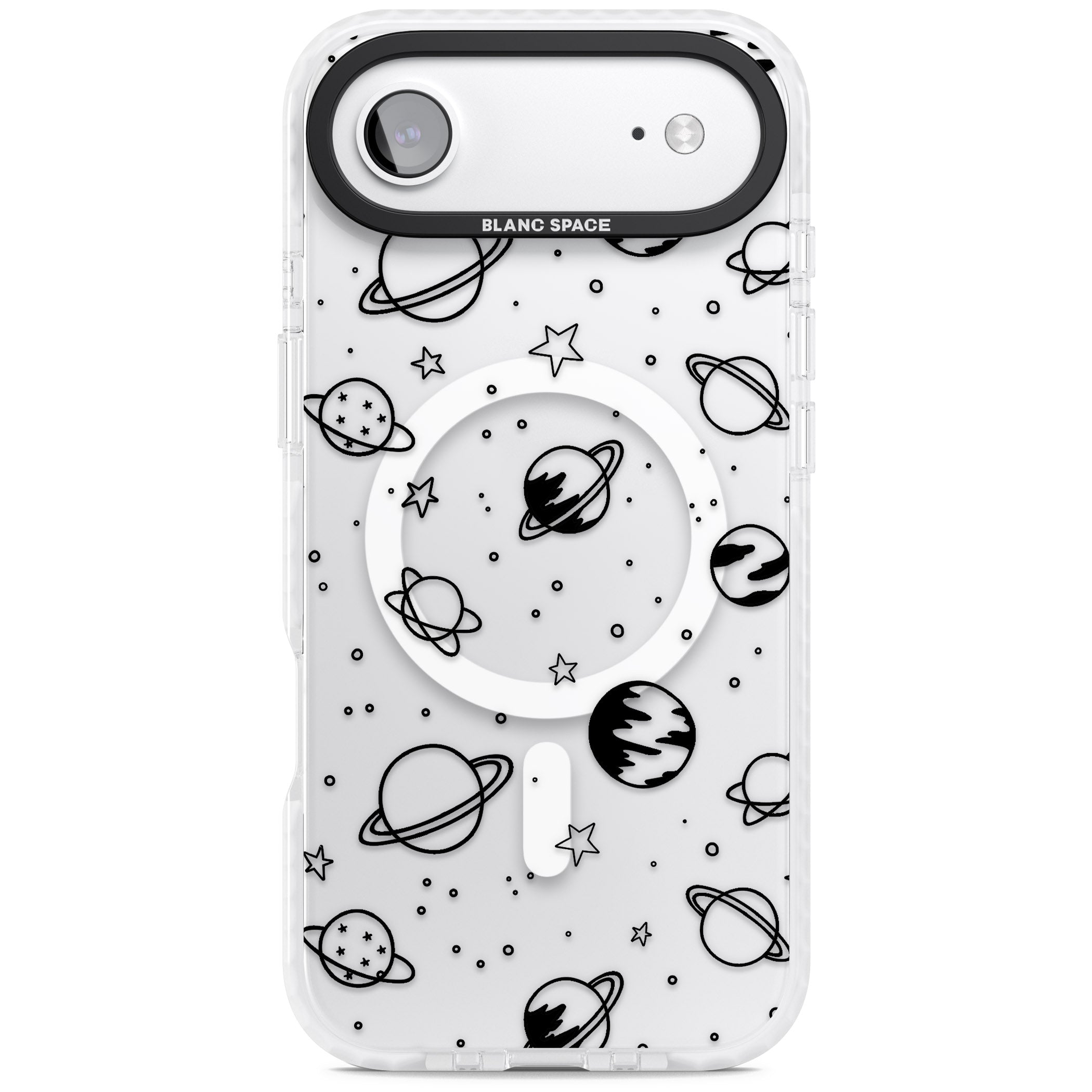 Cosmic Sketch Black Clear iPhone 17 Air Impact Pro Clear Phone Case