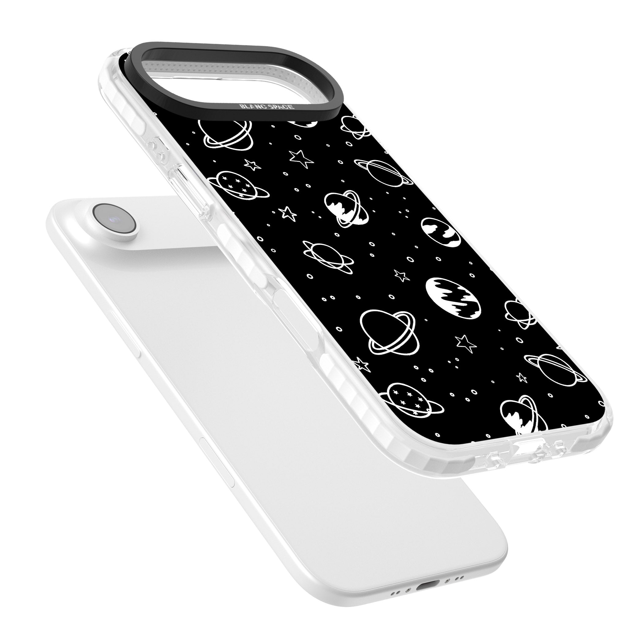 Cosmic Sketch White Black iPhone 17 Air Impact Pro Clear Phone Case Colours