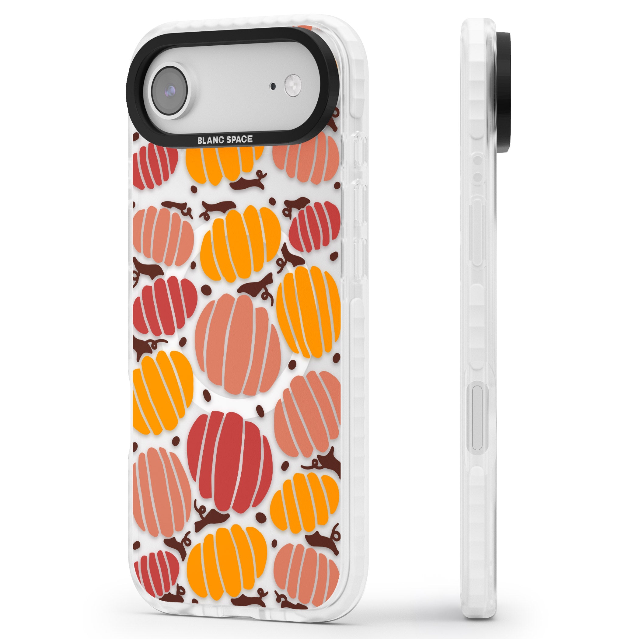 Autumn Pumpkin Patch iPhone 17 Air Impact Pro Clear Phone Case Side Profile