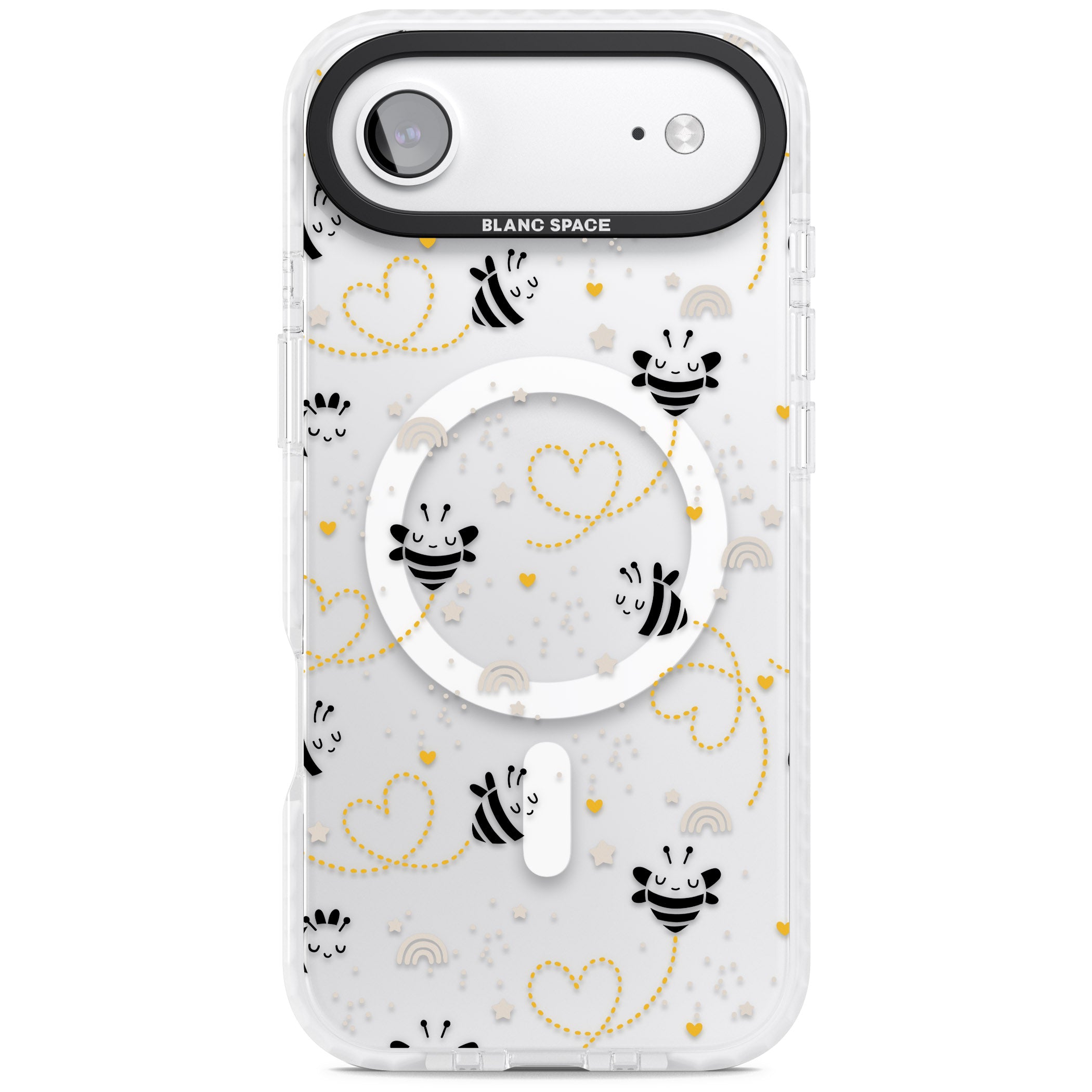 Bee Hearts Pattern iPhone 17 Air Impact Pro Clear Phone Case