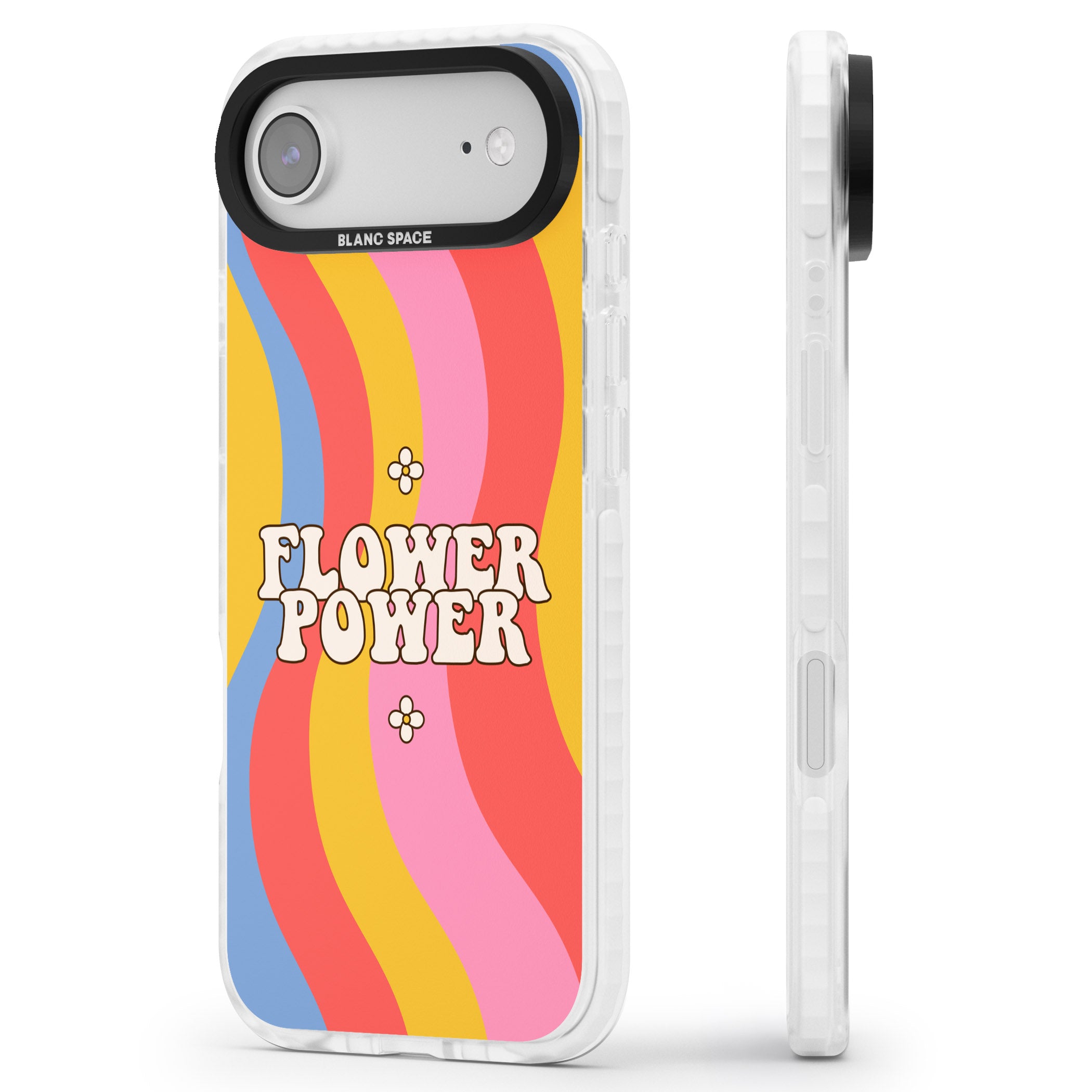 Melting Flower Power iPhone 17 Air Impact Pro Clear Phone Case Side Profile