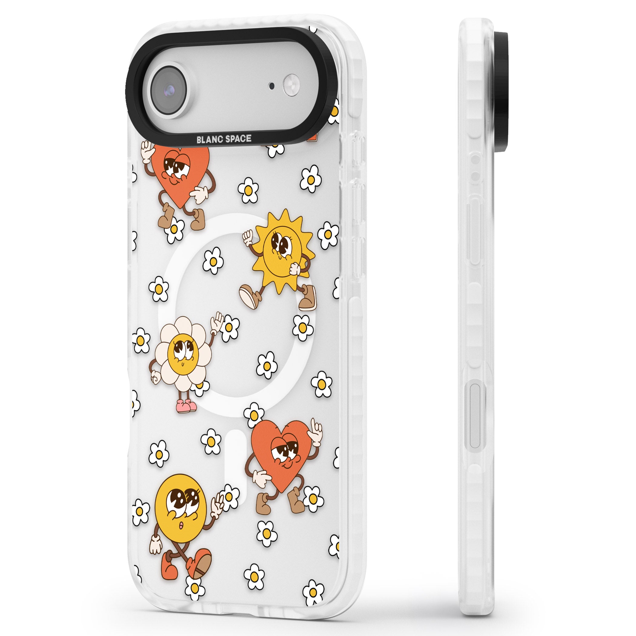 Daisies & Friends iPhone 17 Air Impact Pro Clear Phone Case Side Profile