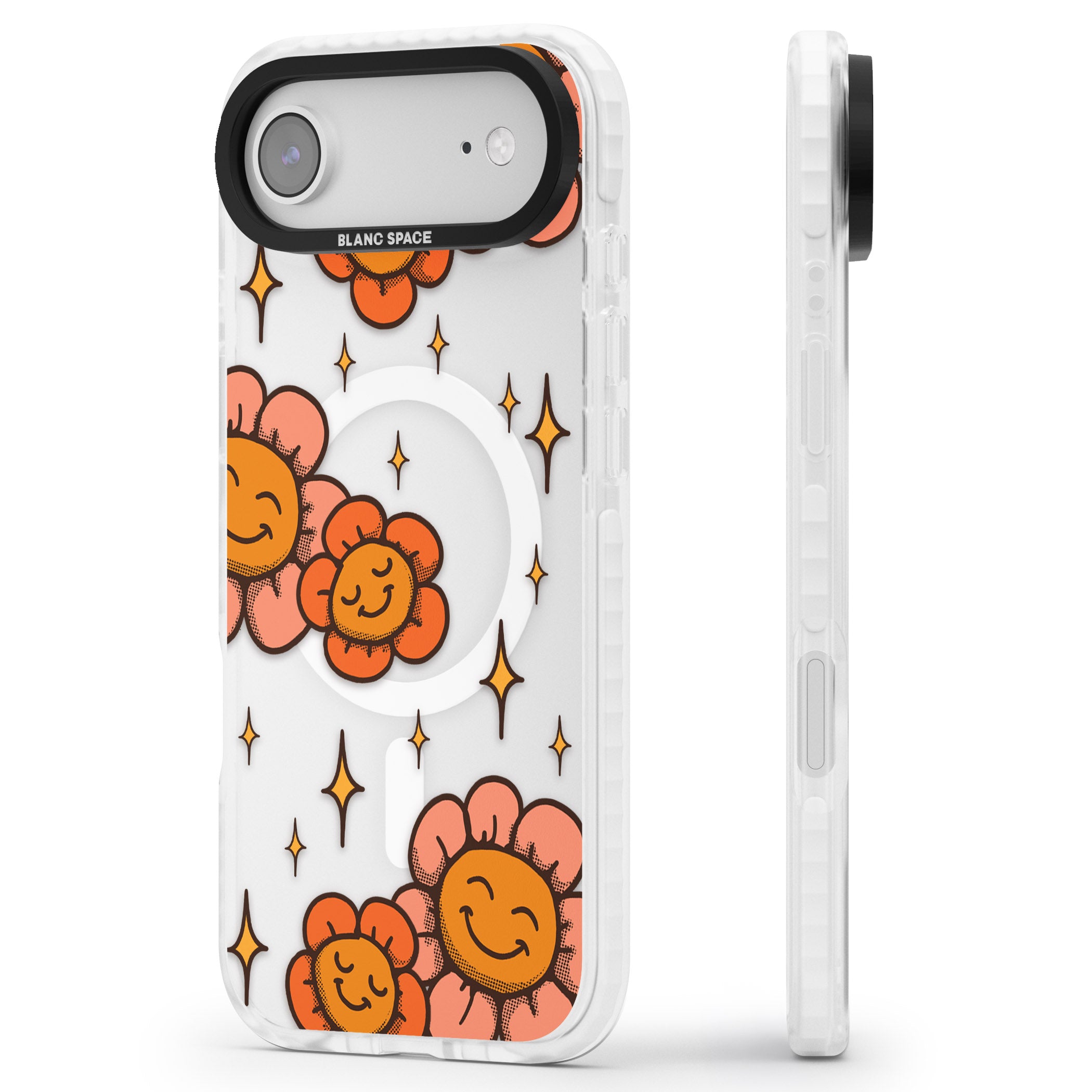 Mellow Flowers iPhone 17 Air Impact Pro Clear Phone Case Side Profile