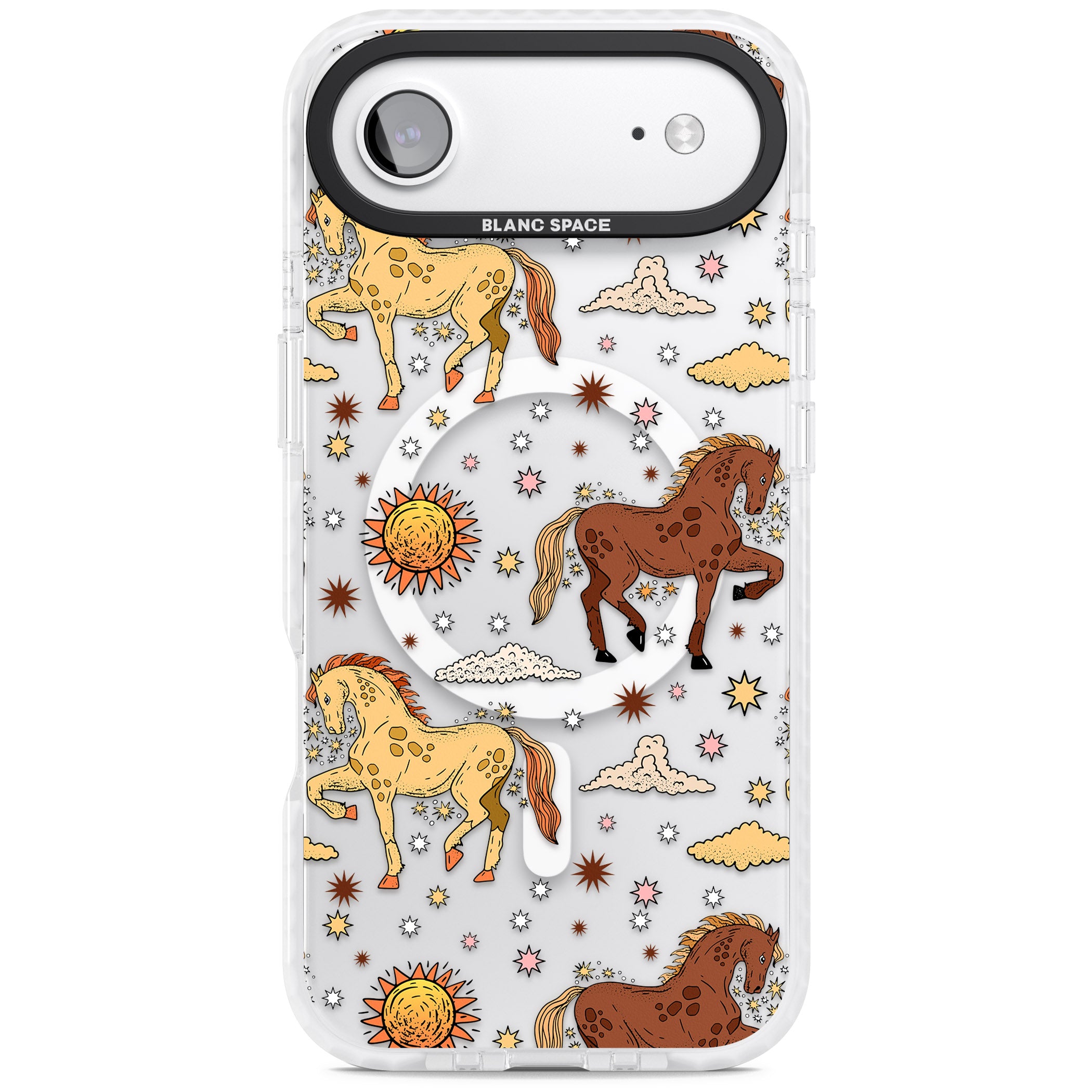 Boho Celestial Wild Horses iPhone 17 Air Impact Pro Clear Phone Case