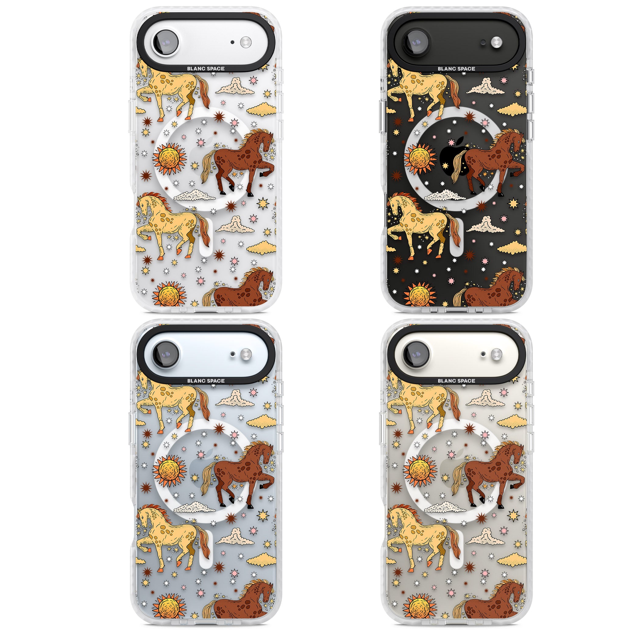 Boho Celestial Wild Horses iPhone 17 Air Impact Pro Clear Phone Case APT Impact Protection
