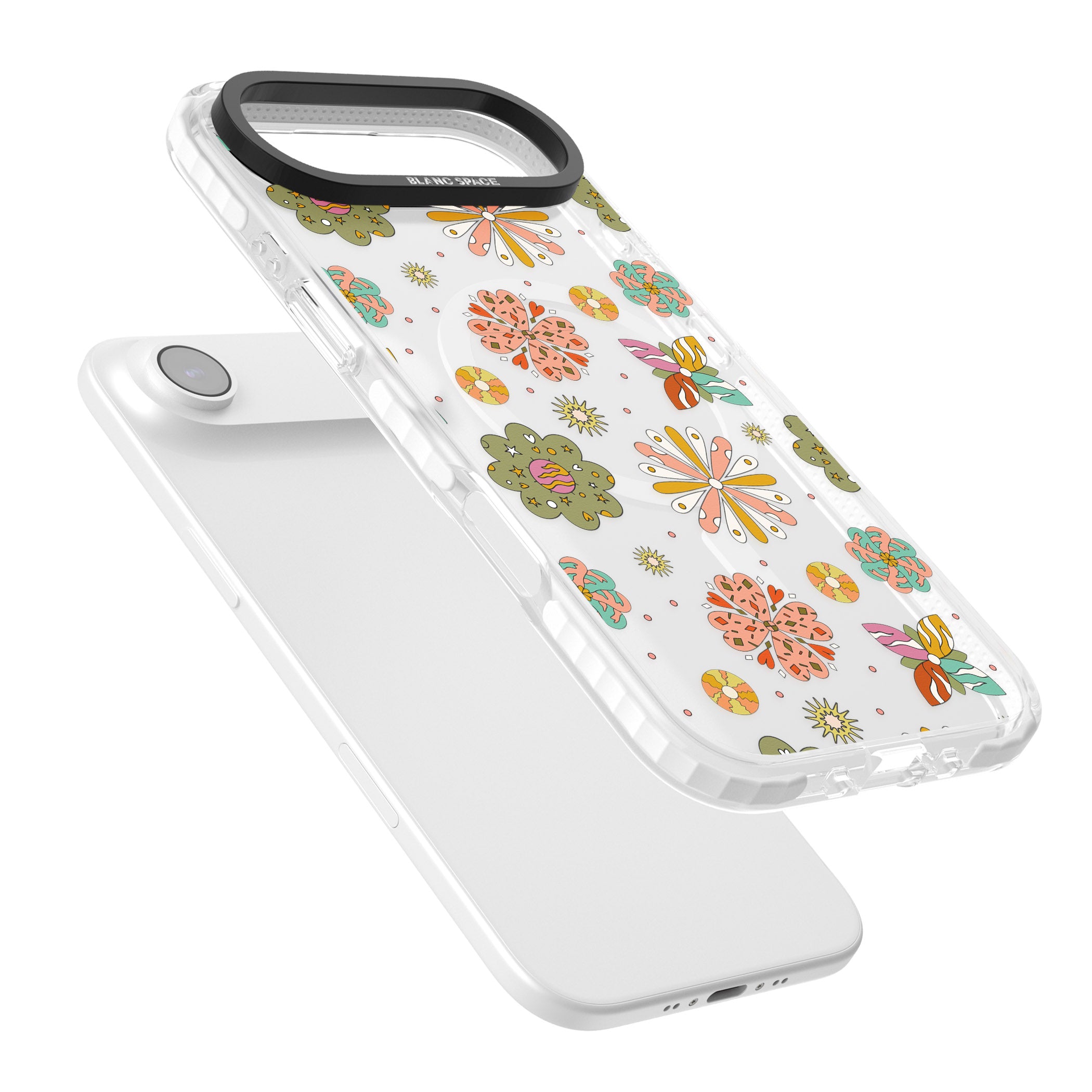 Boho Celestial Psychedelic Floral iPhone 17 Air Impact Pro Clear Phone Case Colours