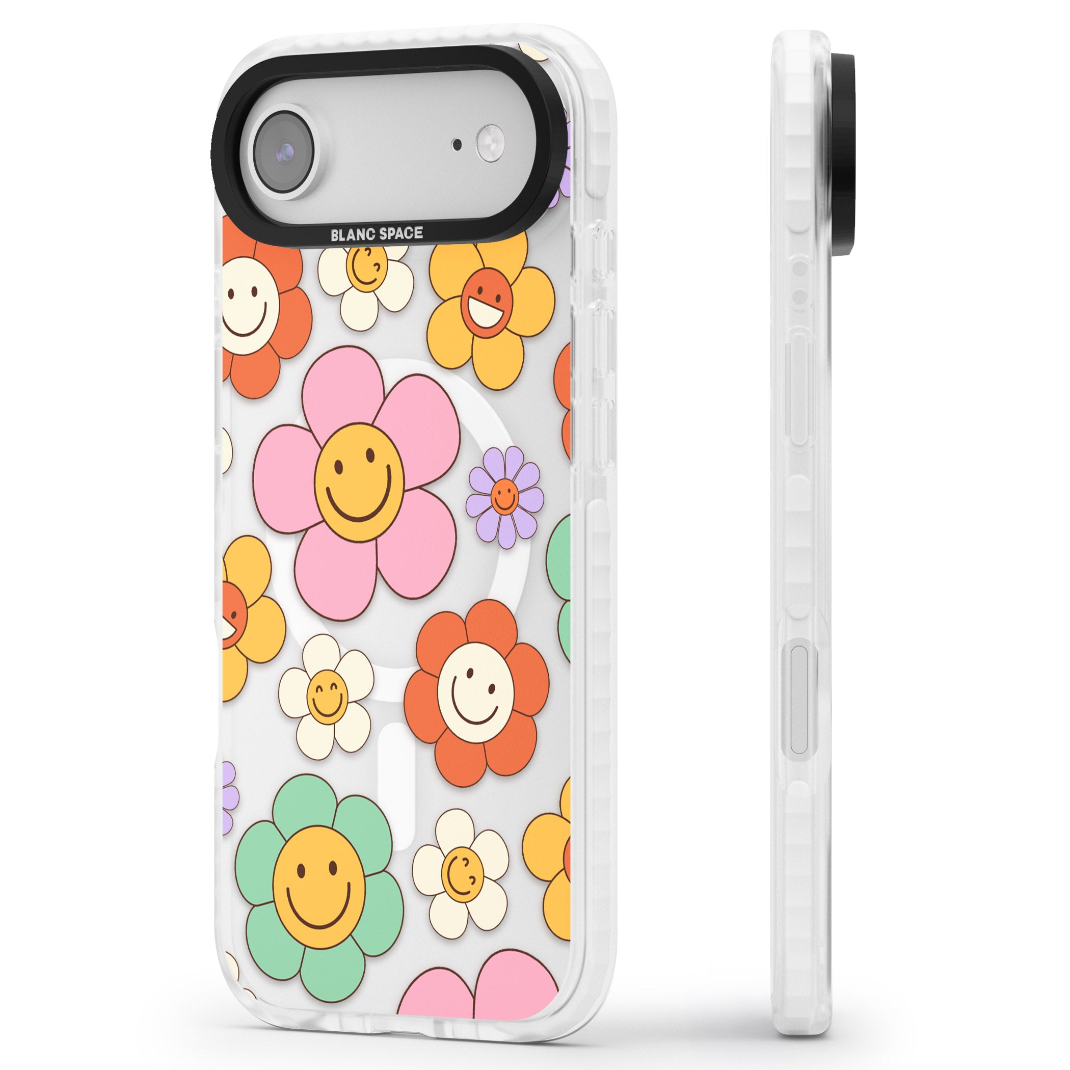 Happy Blossoms iPhone 17 Air Impact Pro Clear Phone Case Side Profile