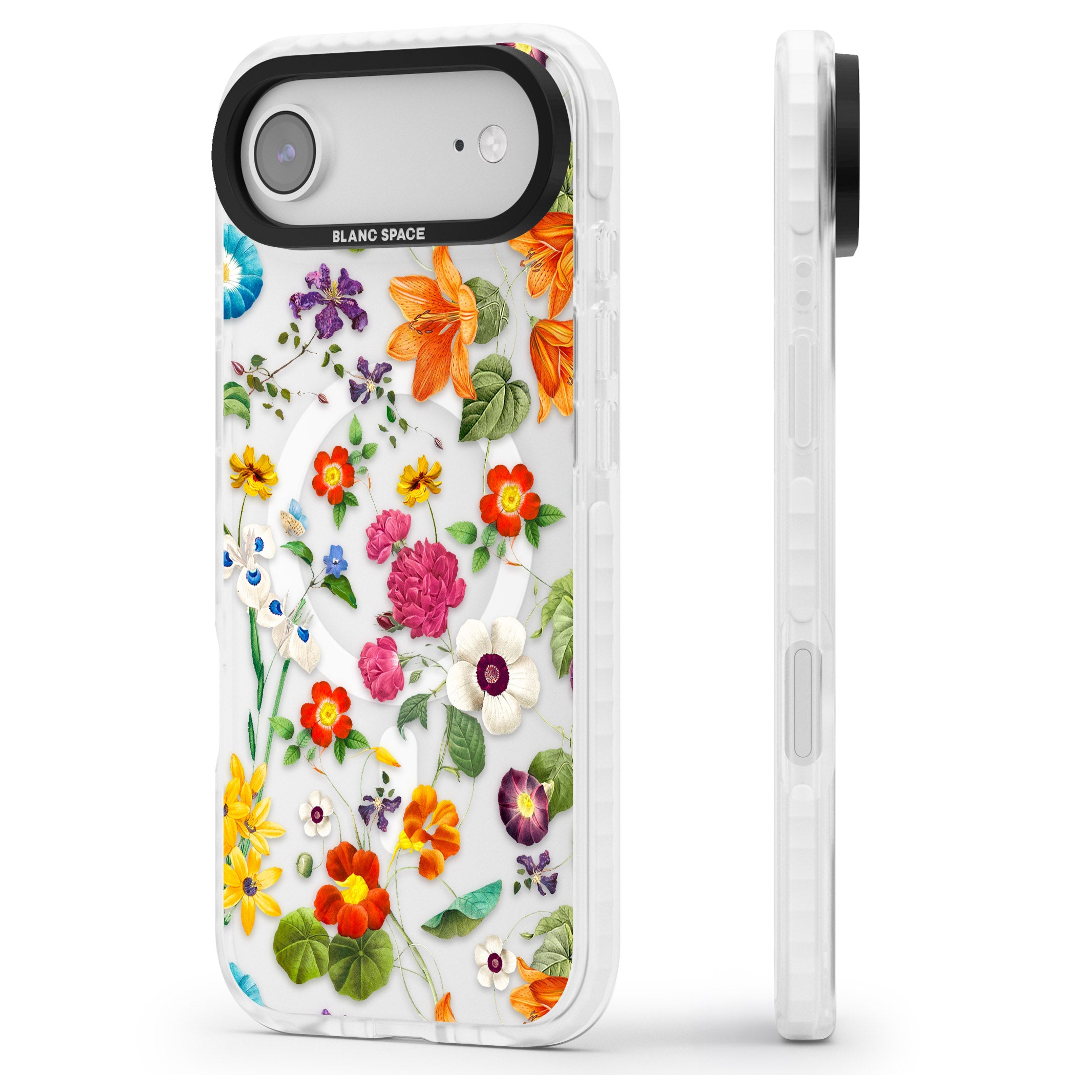 Whimsical Wildflowers iPhone 17 Air Impact Pro Clear Phone Case Side Profile