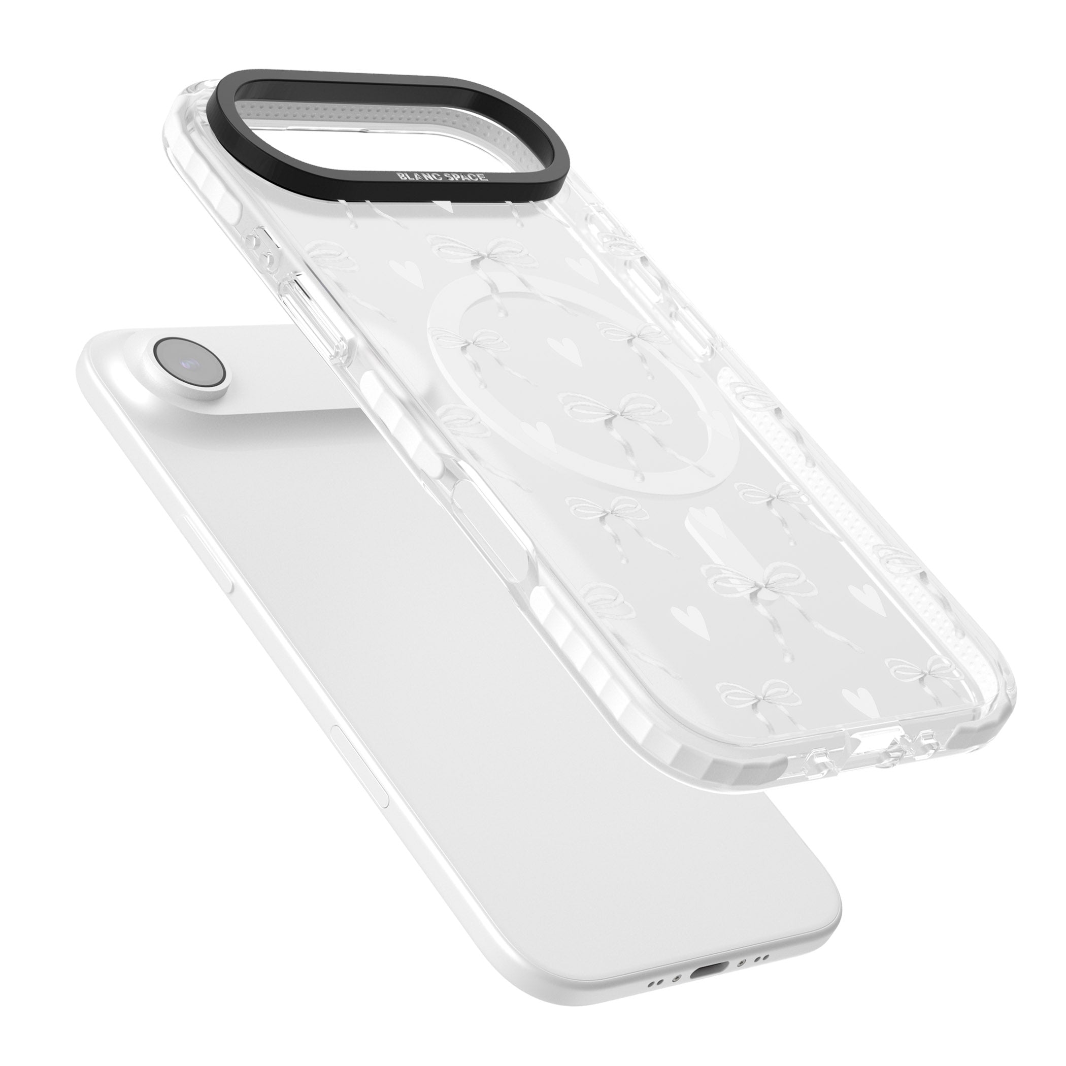 White Bows & Hearts iPhone 17 Air Impact Pro Clear Phone Case Colours