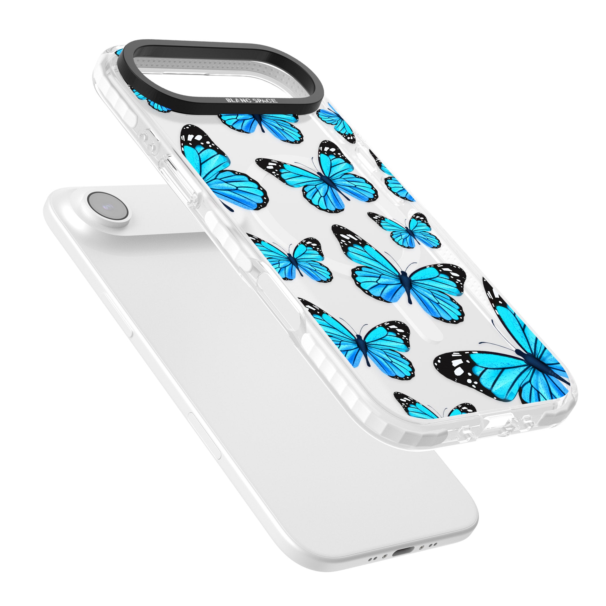 Blue Butterflies iPhone 17 Air Impact Pro Clear Phone Case Colours