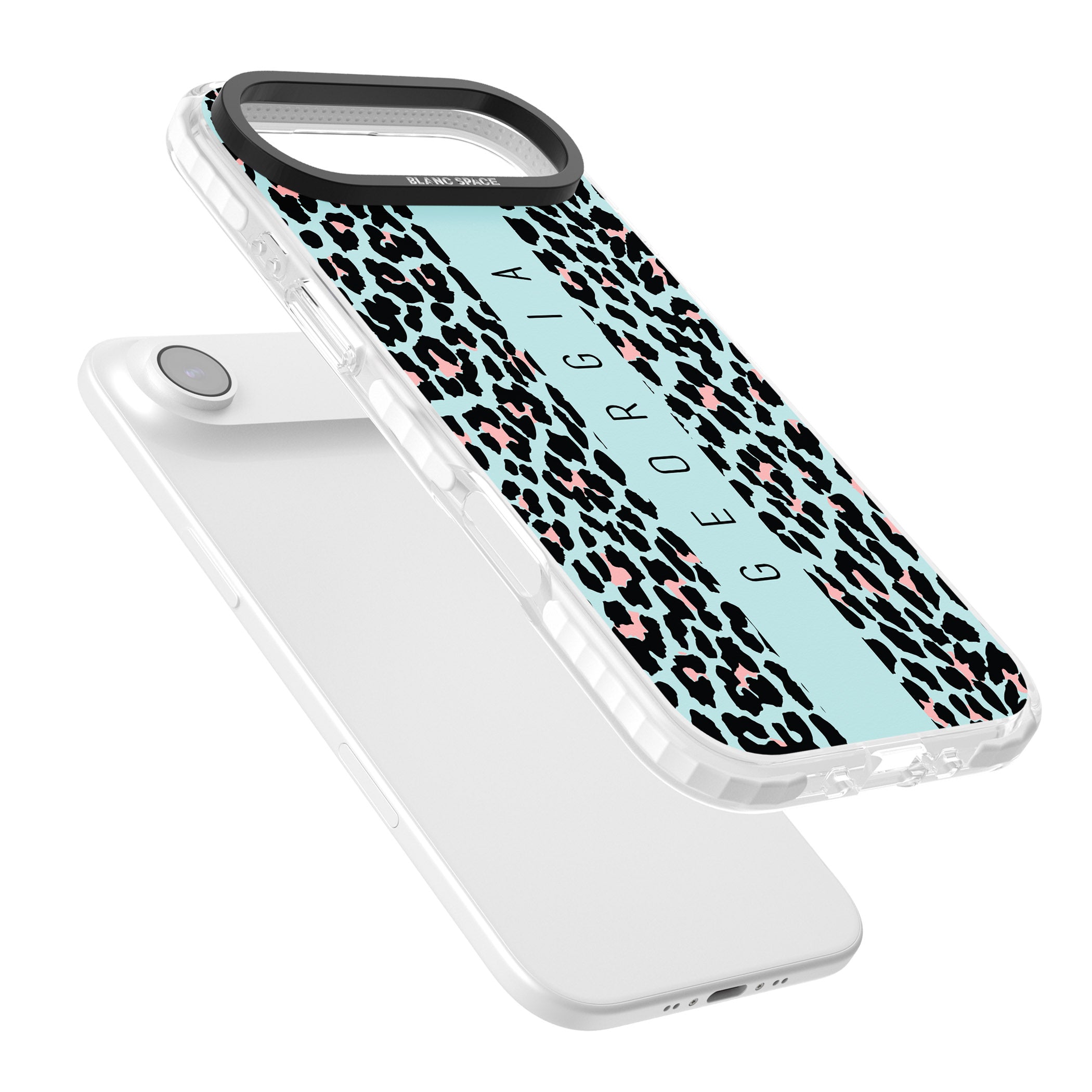 Personalised Blue Leopard iPhone 17 Air Impact Pro Clear Phone Case Colours