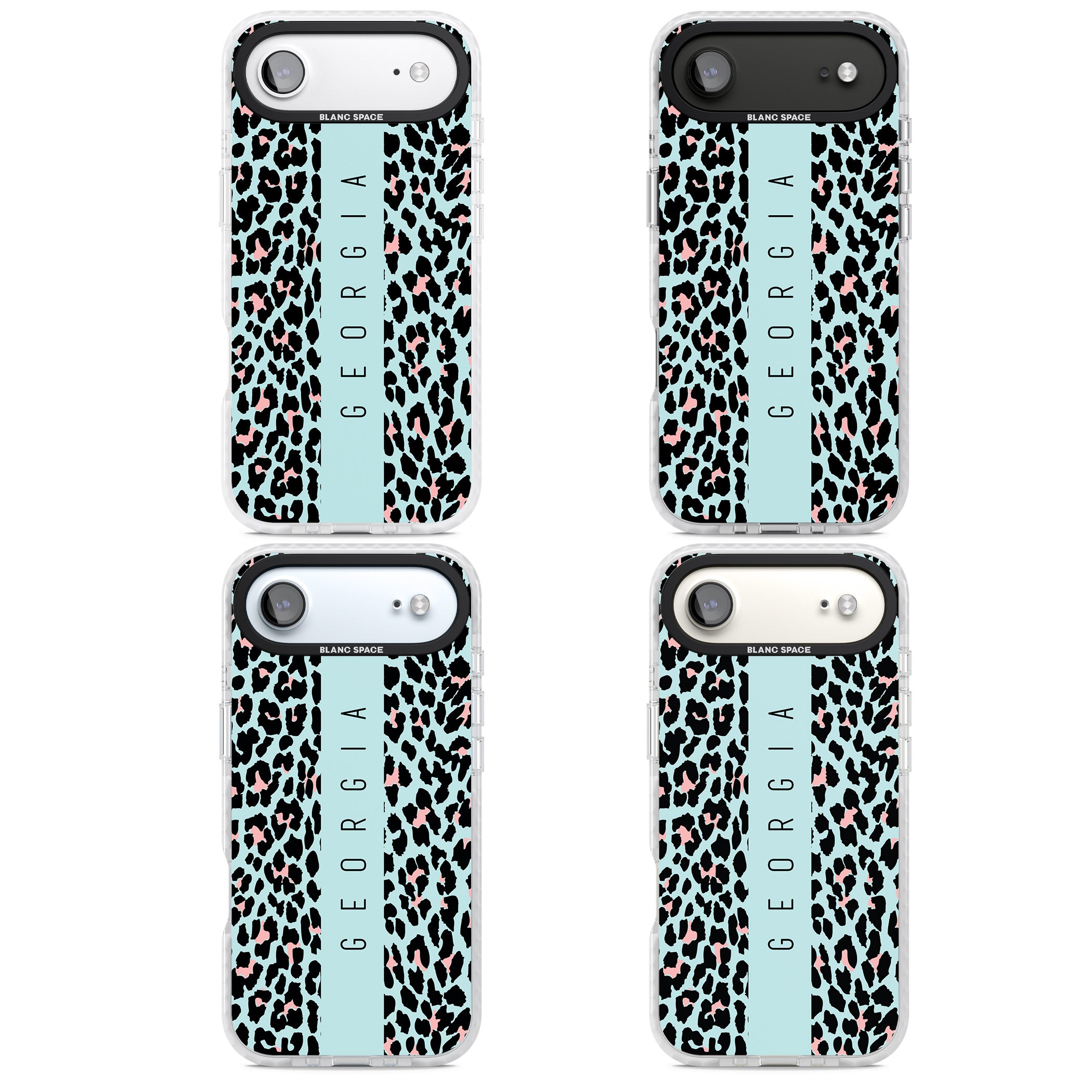 Personalised Blue Leopard iPhone 17 Air Impact Pro Clear Phone Case APT Impact Protection