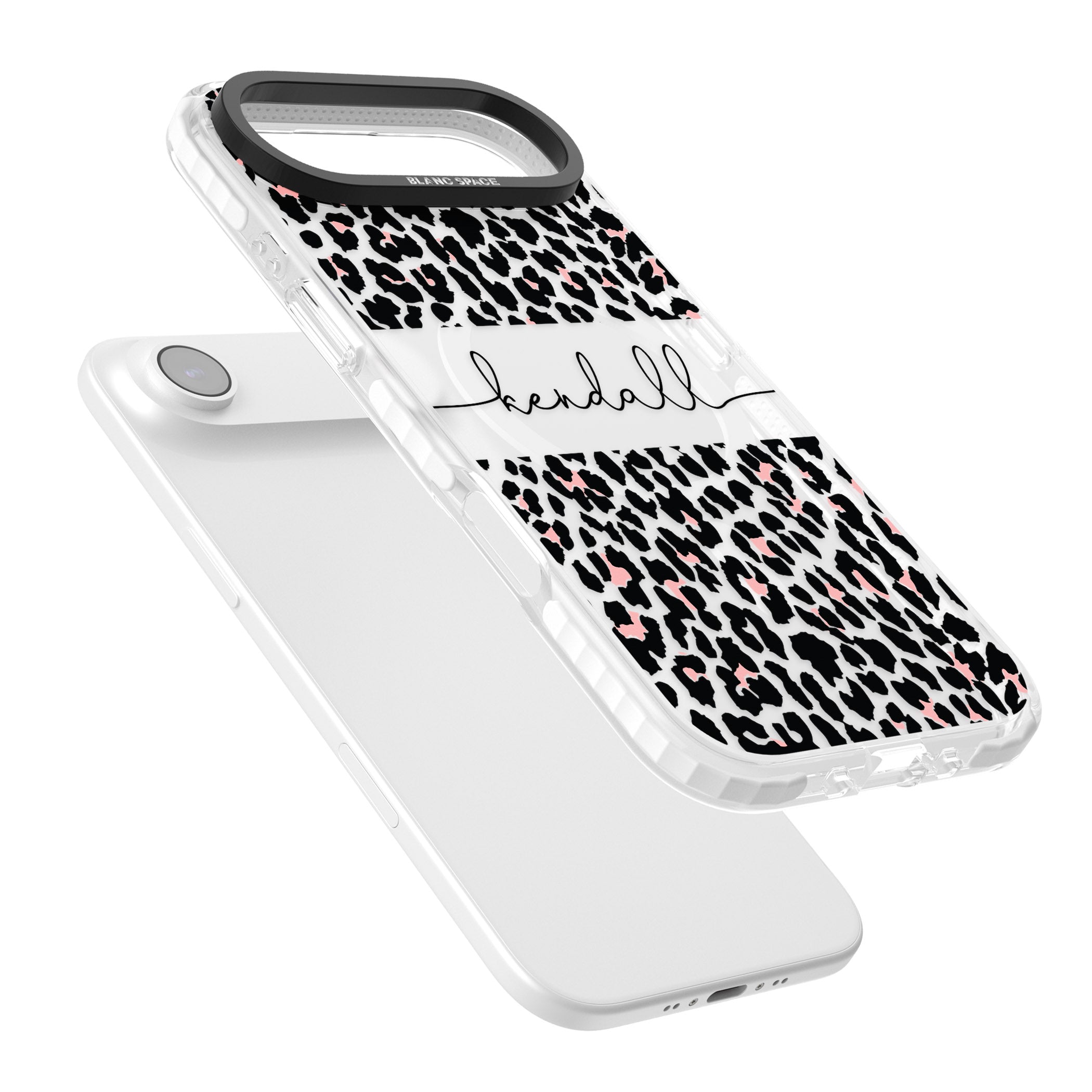 Personalised Cursive Leopard Spots iPhone 17 Air Impact Pro Clear Phone Case Colours