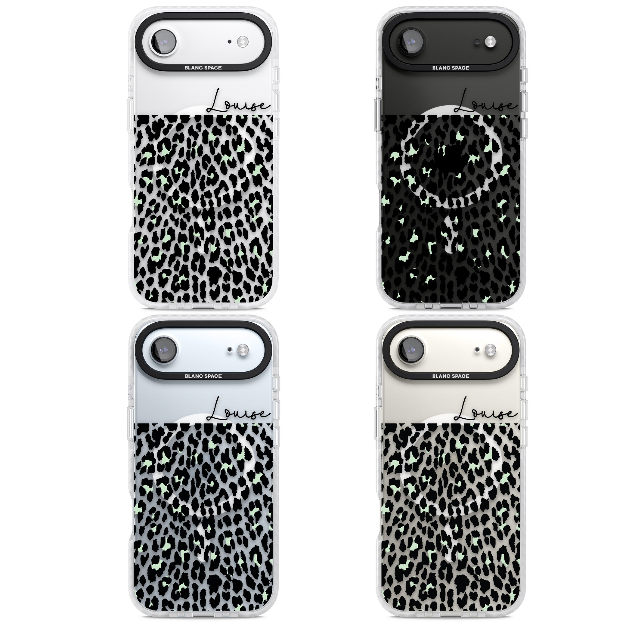 Personalised Seafoam Leopard iPhone 17 Air Impact Pro Clear Phone Case APT Impact Protection