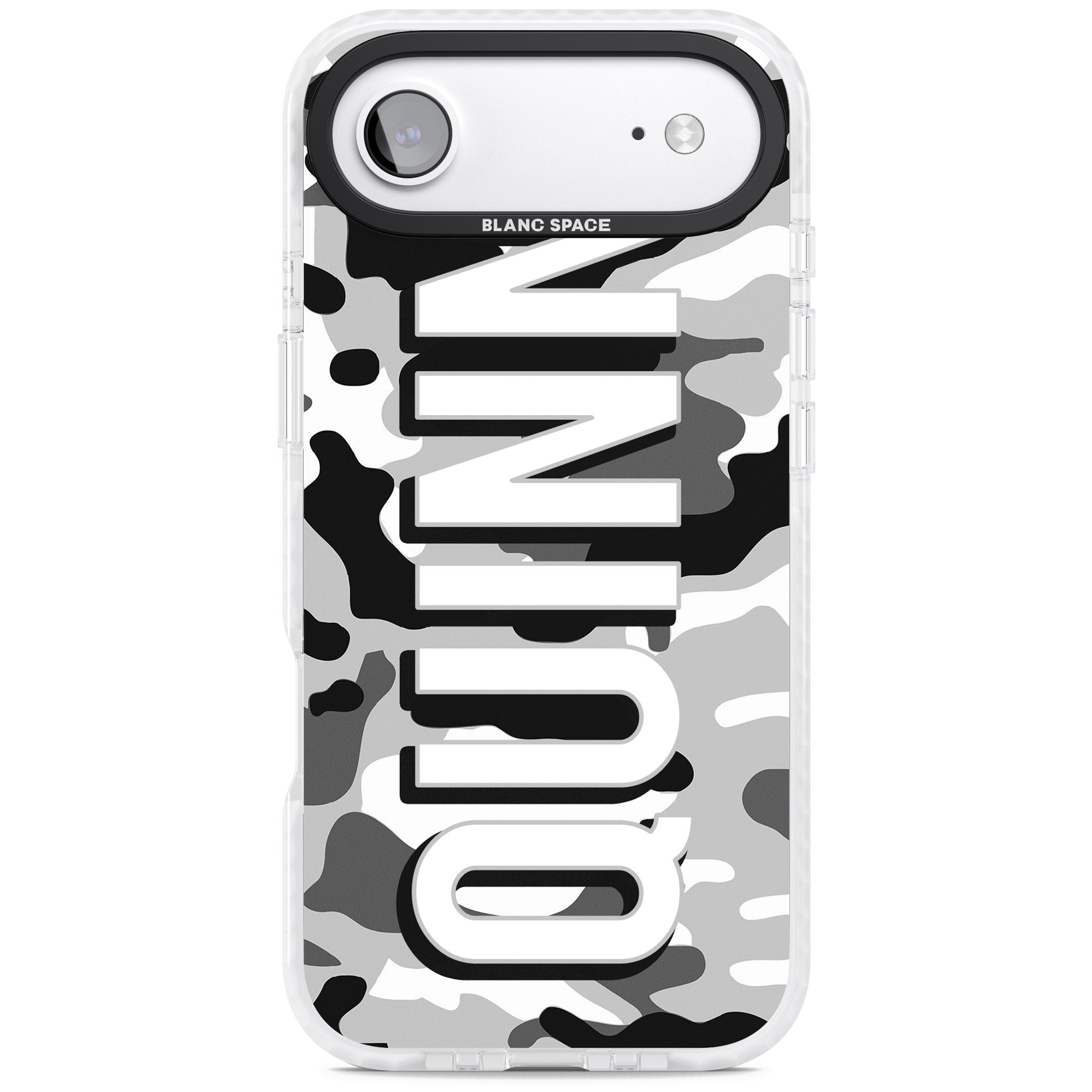 Personalised Greyscale Camo iPhone 17 Air Impact Pro Clear Phone Case