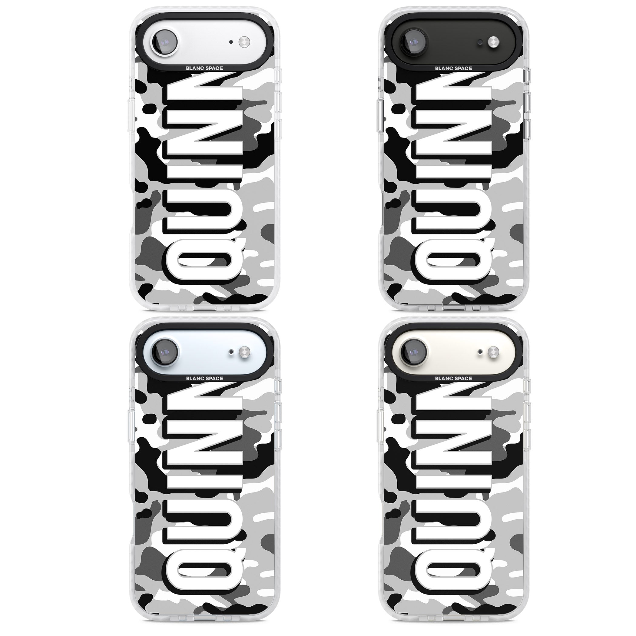 Personalised Greyscale Camo iPhone 17 Air Impact Pro Clear Phone Case APT Impact Protection